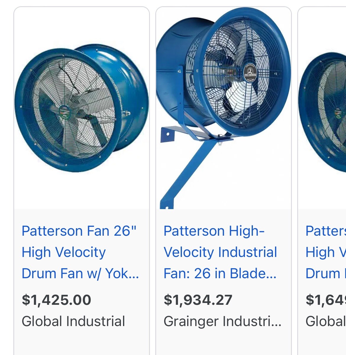 Patterson H26B 1 HP 208 to 230/460VAC 26 In Blade High-Velocity Industrial Fan