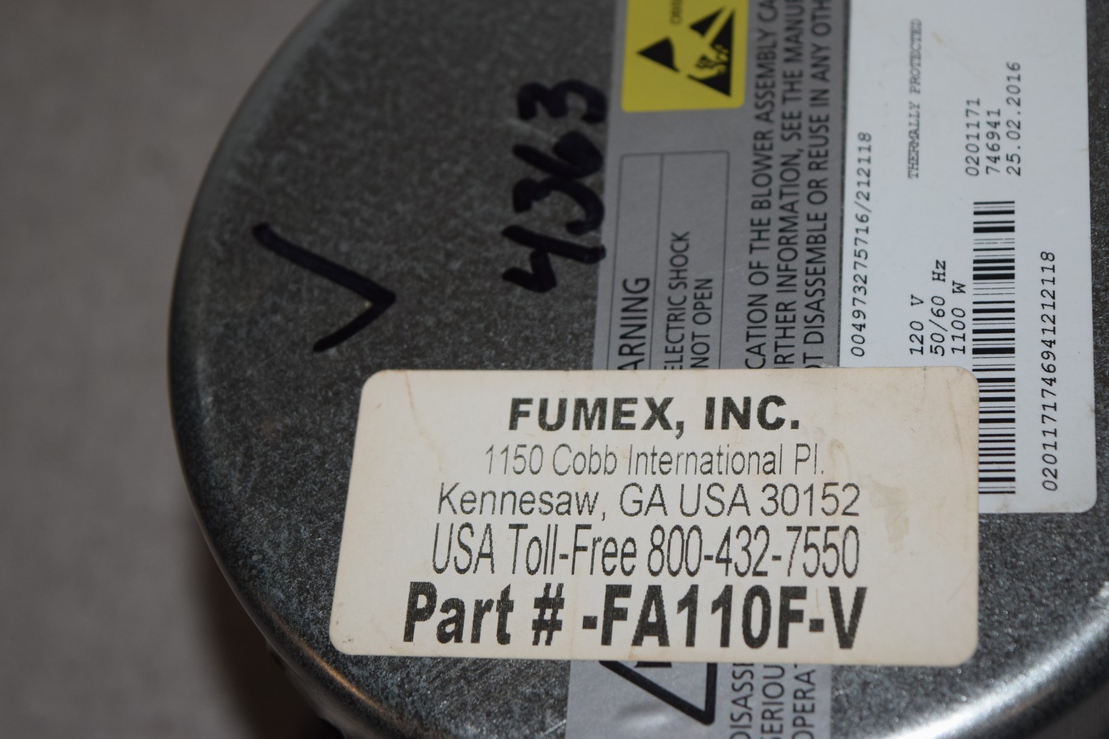 Fumex Inc. FA110F-V Blower Motor