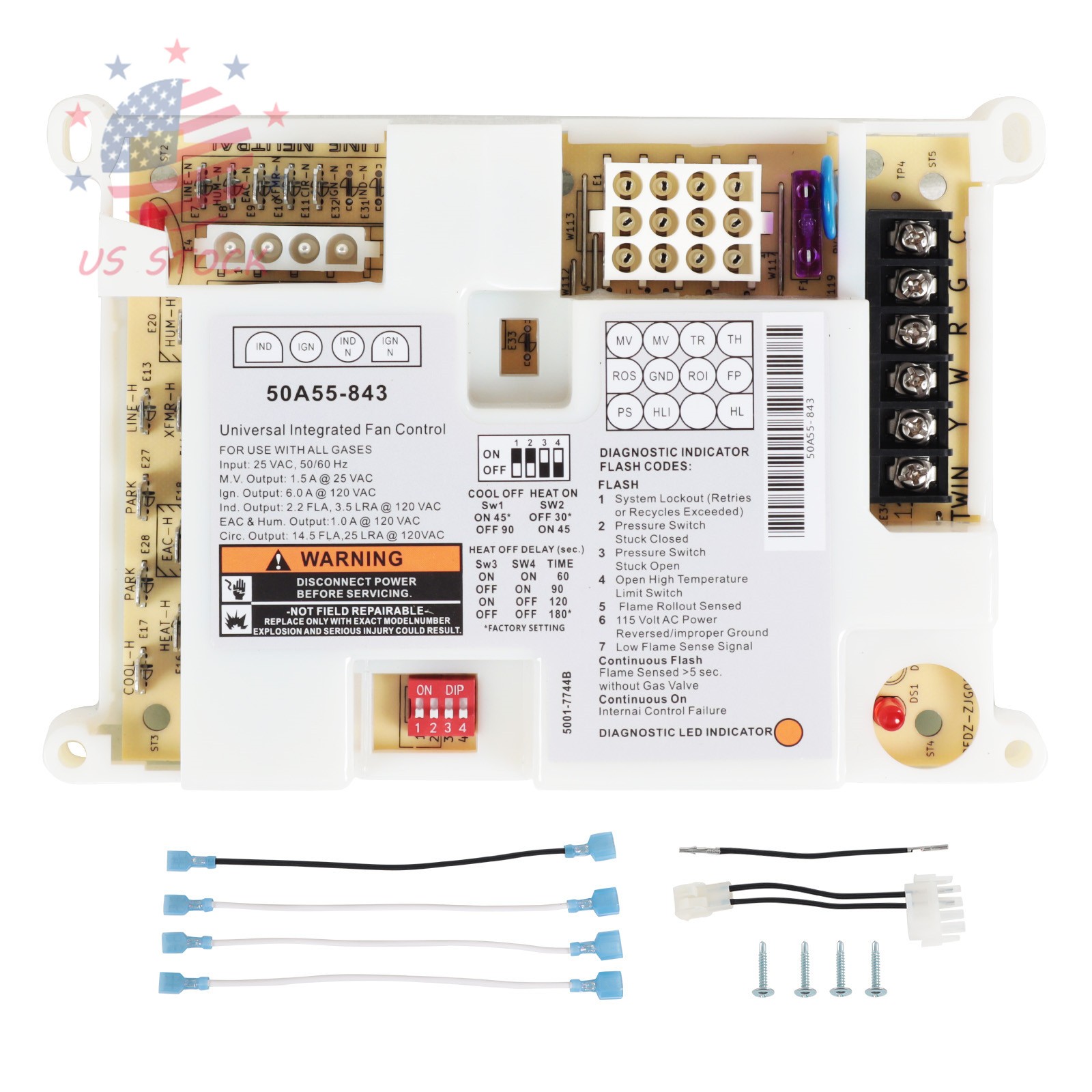 50A55-843 Integrated Furnace Control Board Fits White Rodgers For Lennox