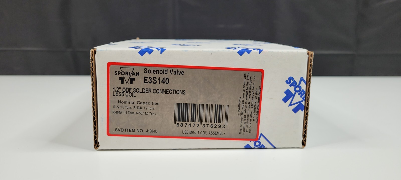 Sporlan E3S140 Solenoid valve 1/2 ” ODF (less coil) 4198-00 NEW IN BOX