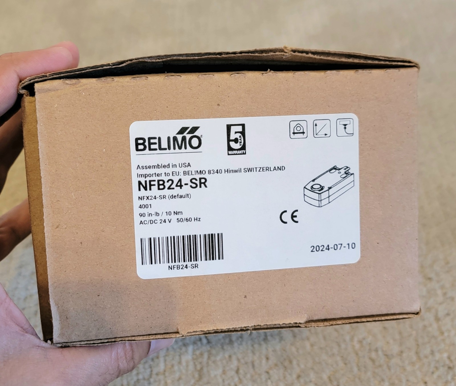 Belimo NFB24-S Damper Actuator 90in-Lb, 20Nm AC/DC24V New in Box