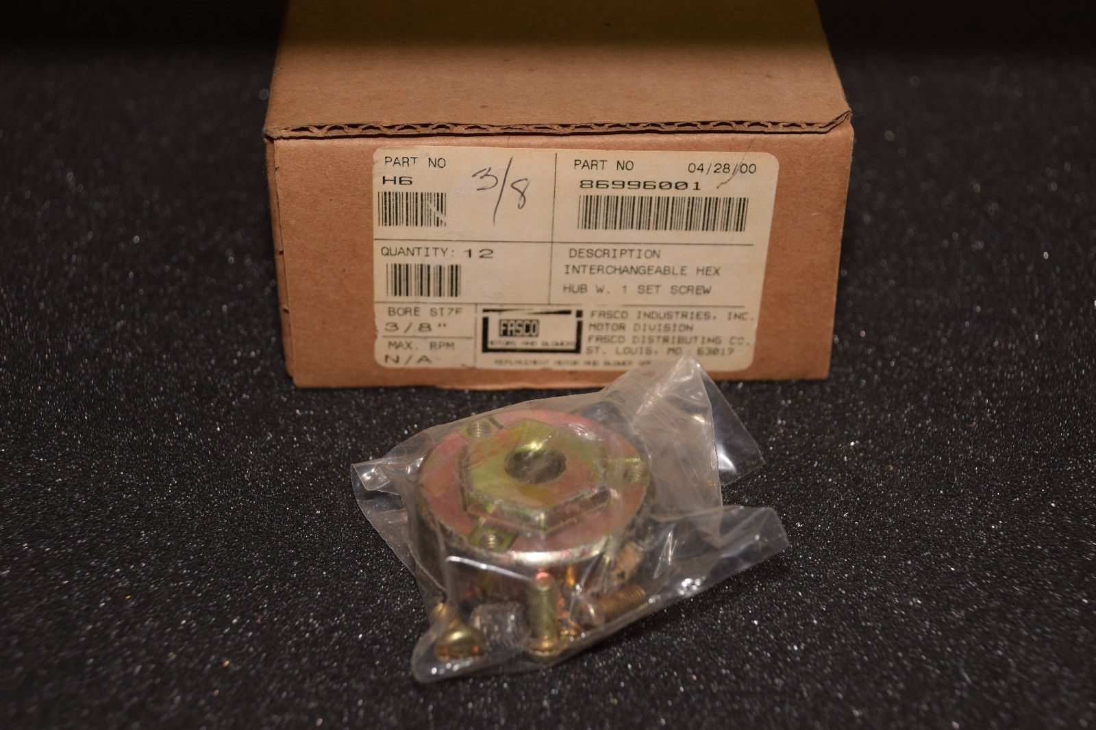 Fasco H6 3/8 Hex Hub 86996001 Fan Interchangeable Hex Hub w set screw 3/8″ NEW