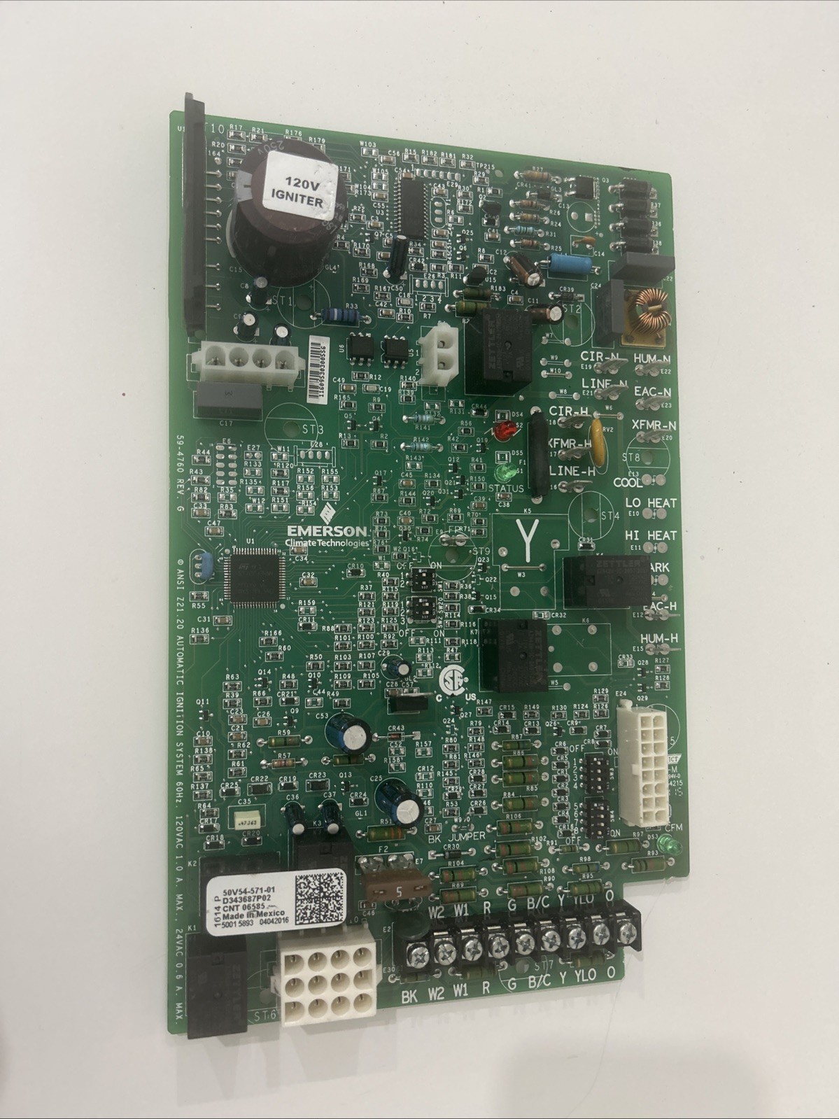 Emerson Climate 50V54-571-01 / D343687P02 Integrated Furnace Control Board