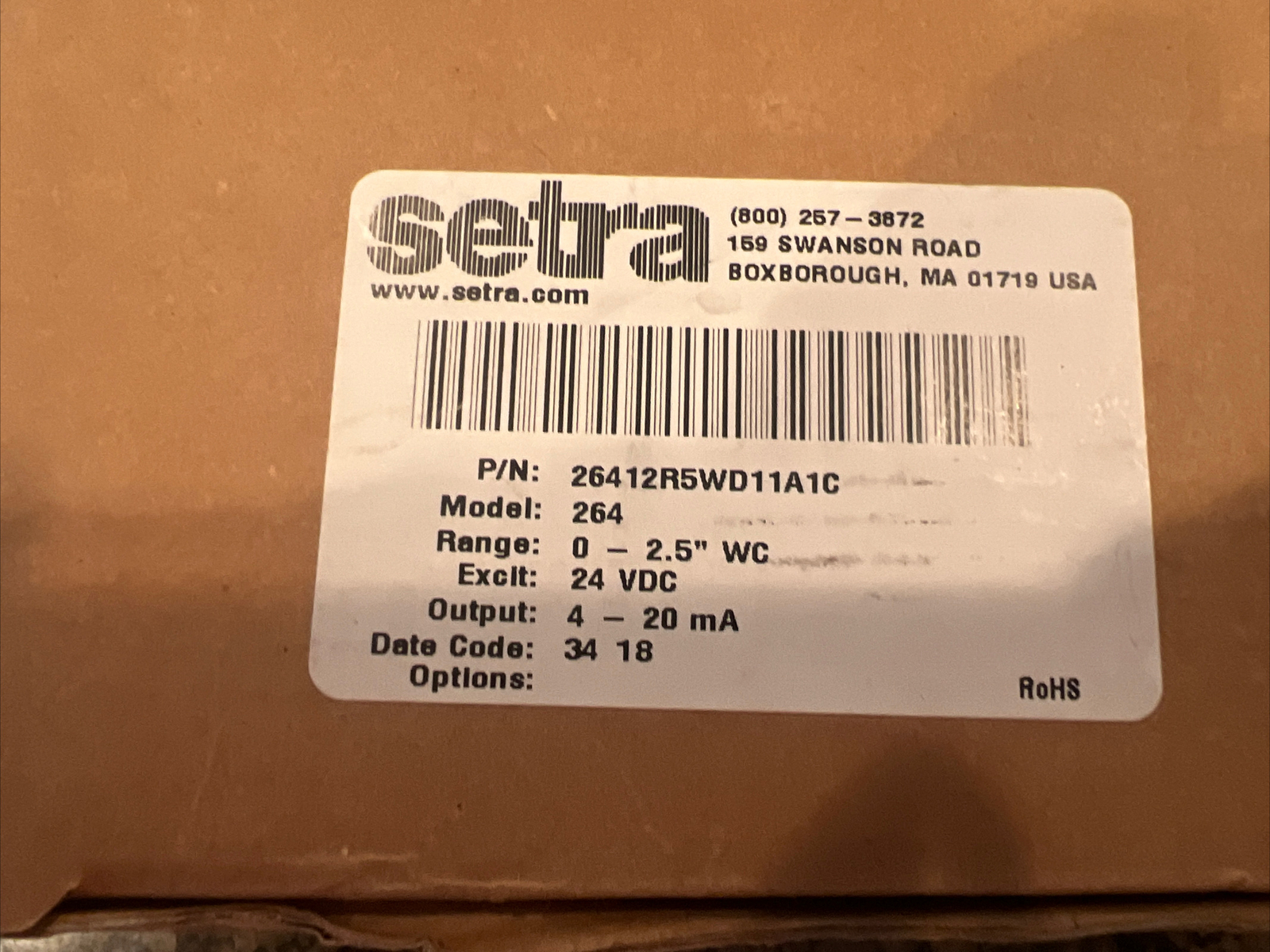 Setra DPT2641-2R5D 26412R5WD11A1C Pressure Transducer new