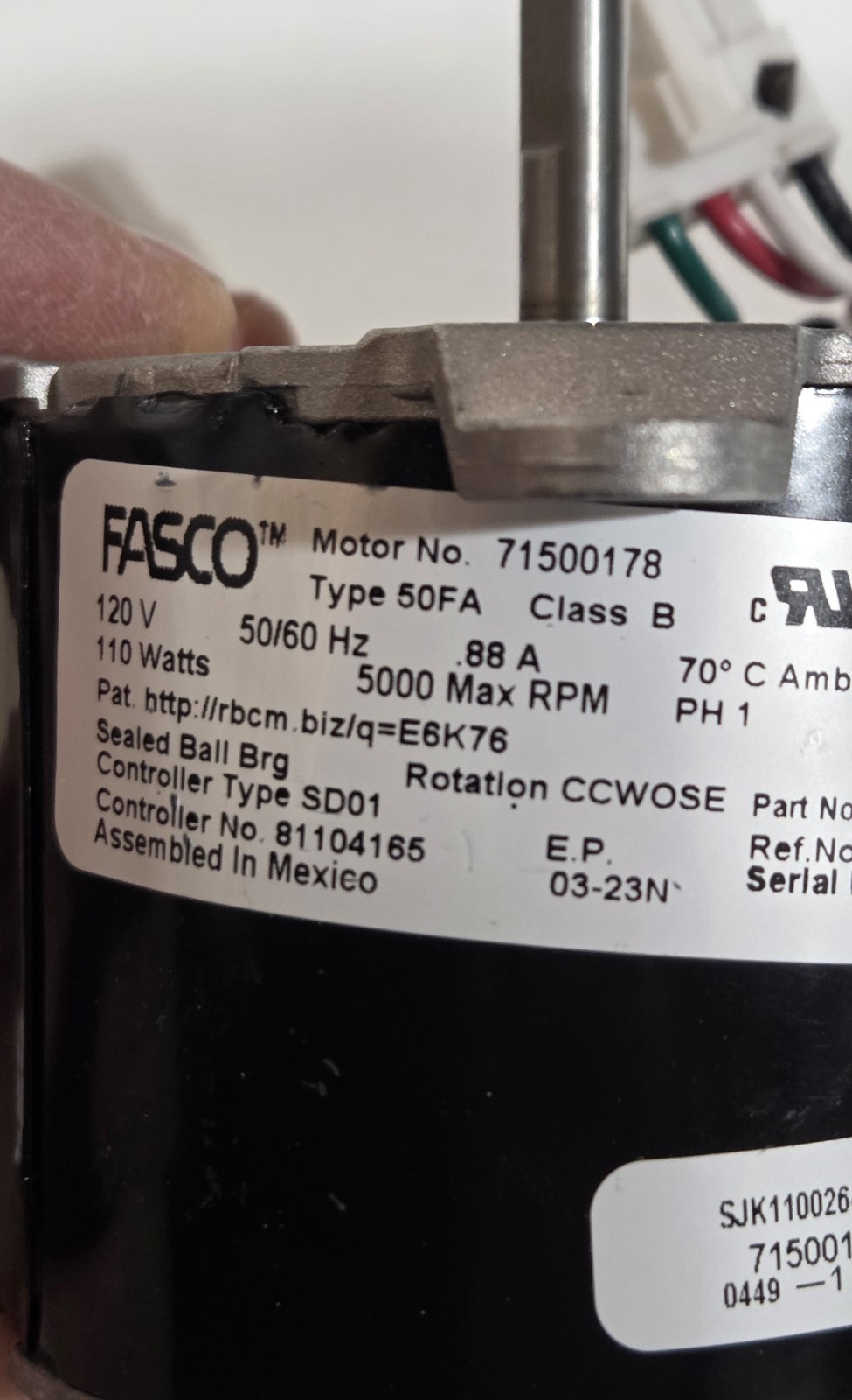 240793-762 HR46GH003 HC24CN117 81104165 715000178 Motor Only of Inducer Assembly