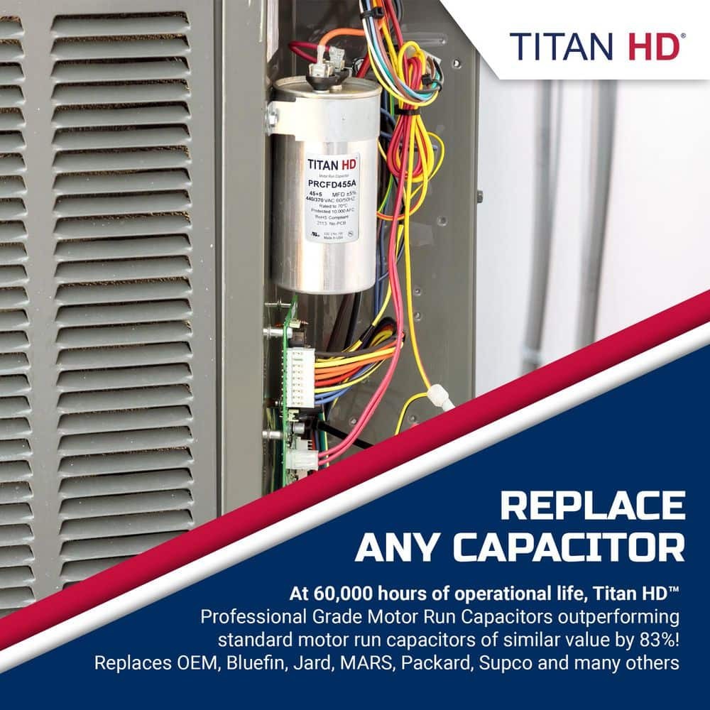 TITAN HD 45 Plus 5 MFD, 440-Volt/370-Volt Dual Voltage Round Run Capacitor