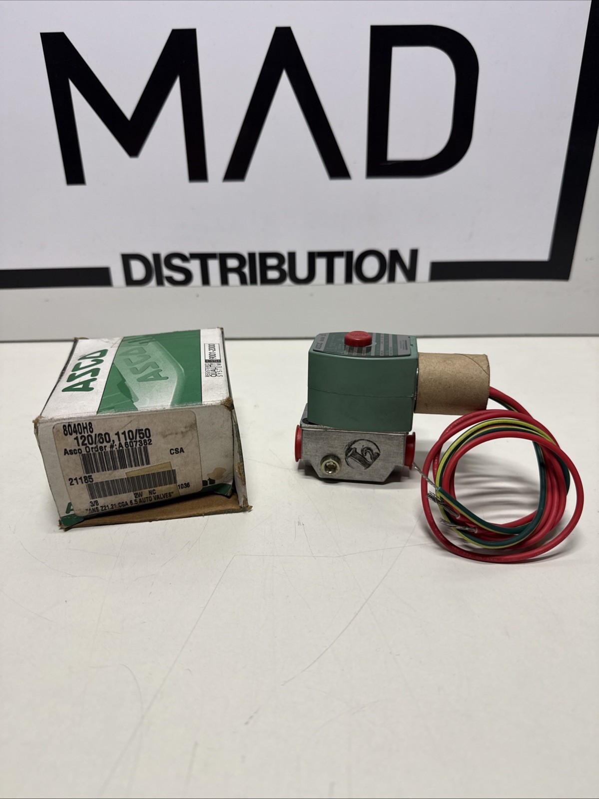 Asco 8040H8 RedHat 3/8″NPT Inline Solenoid Valve 120volt/60hz Coil