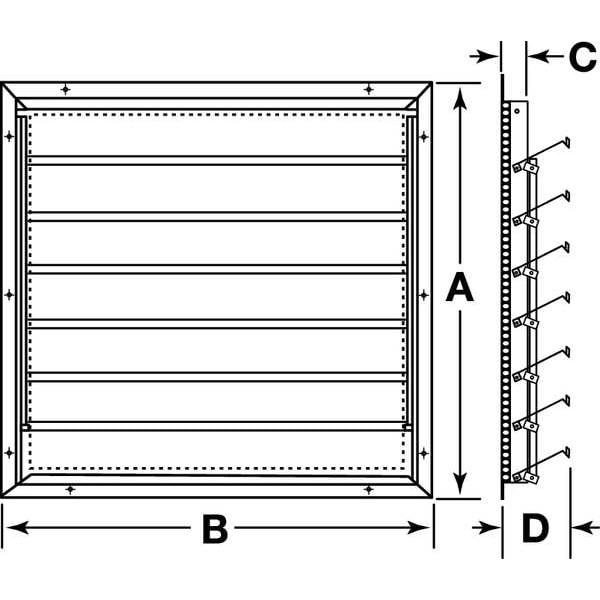 Dayton 4Yn19 48 In 50.75″H-W 4.5″L Alu Intake Shutter Dampr, 49 In X 49 In,