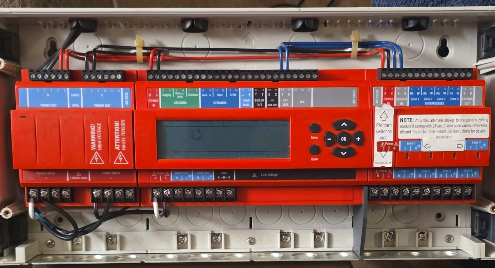 Honeywell AQ25A44B HVAC Control Panel Module w/ LCD Disp. Keypad. RED/BLACK