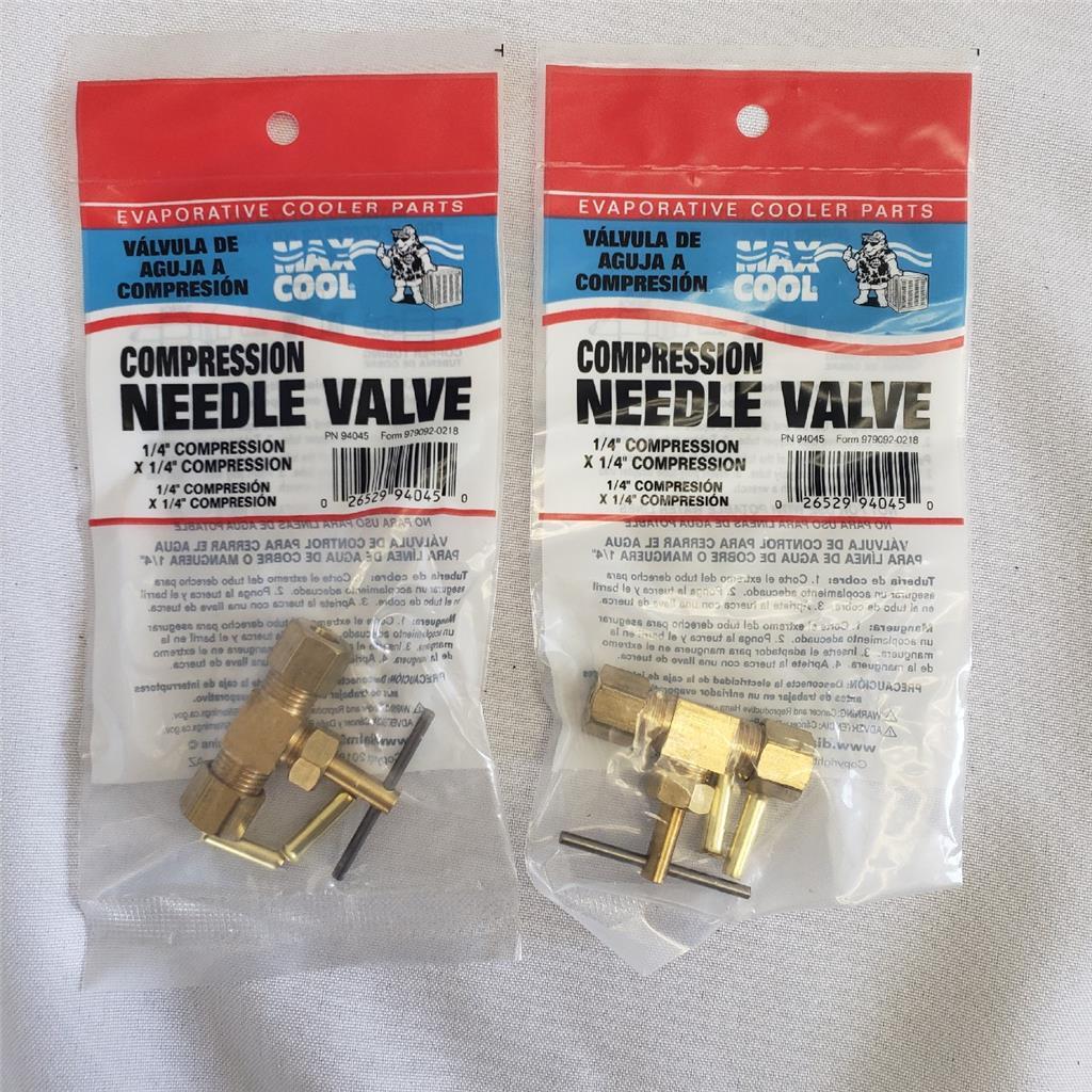 = Lot of 2 Max Cool Compression Needle Valve 1/4″ x 1/4″ 94045 For Copper Poly