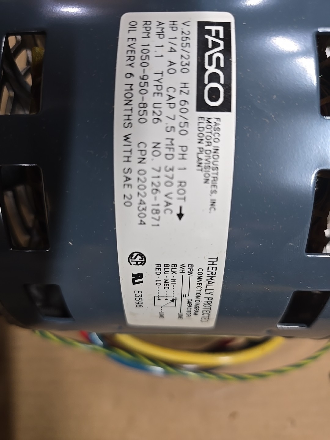 FASCO, E0301, MCQUAY, 802024304, 1/4, Motor – NEW-IN-BOX