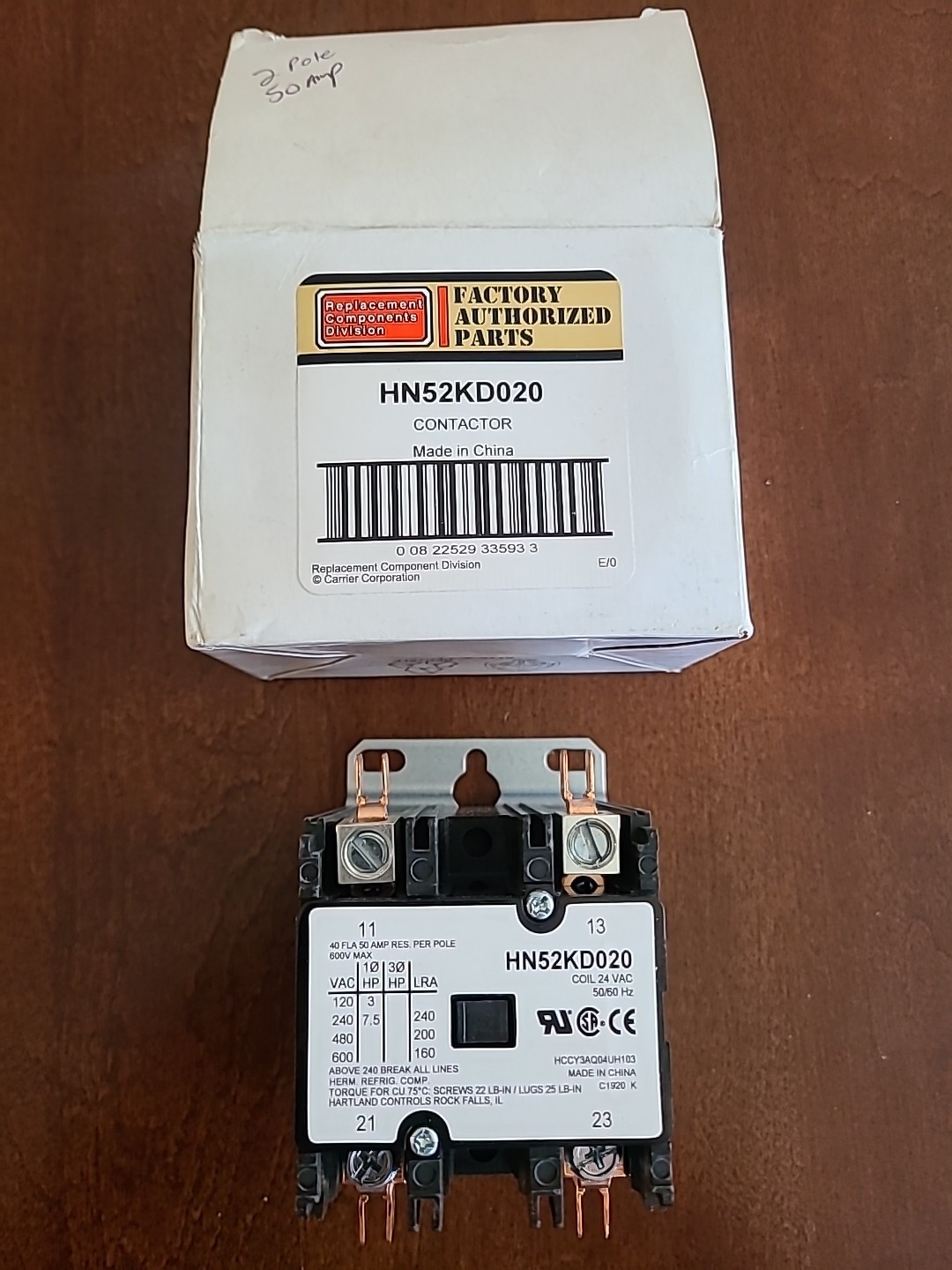 Carrier Factory Authorized Parts HN52KD020 Contactor