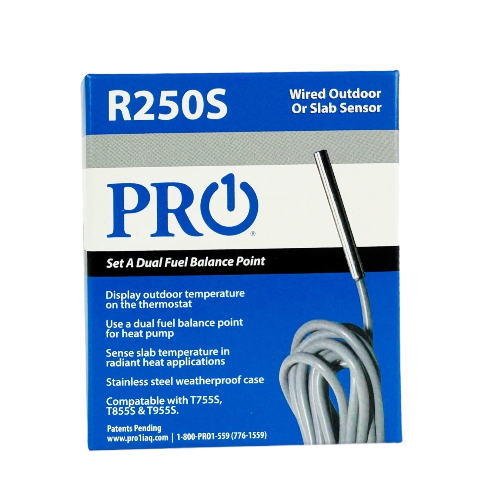 Pro1 IAQ R250S Wired Outdoor or Slab Sensor for T755S, T855S and T955S