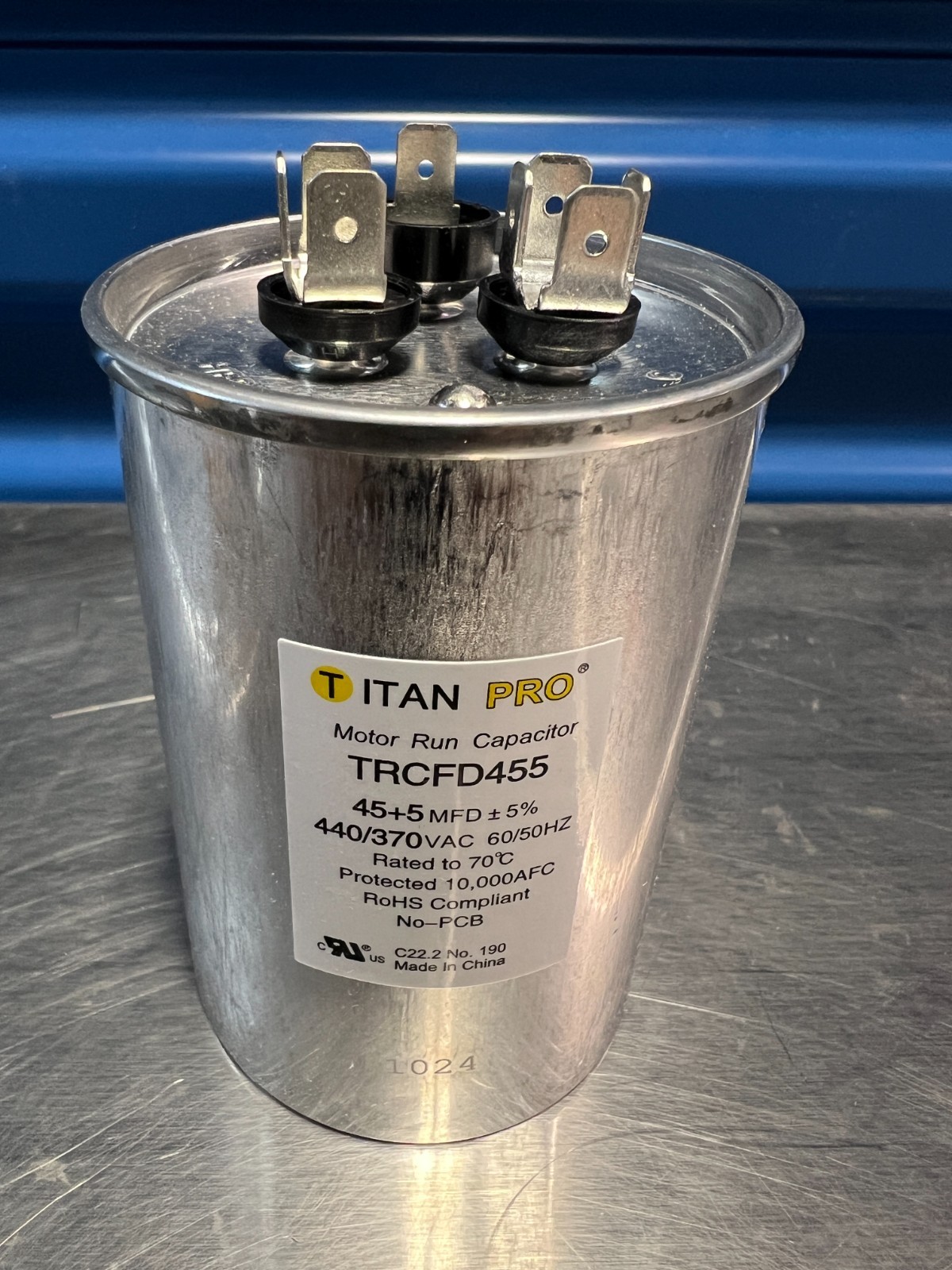 TitanPro TRCFD455 HVAC Round Dual Motor Run Capacitor. 45/5 MFD/UF440/370 Volts