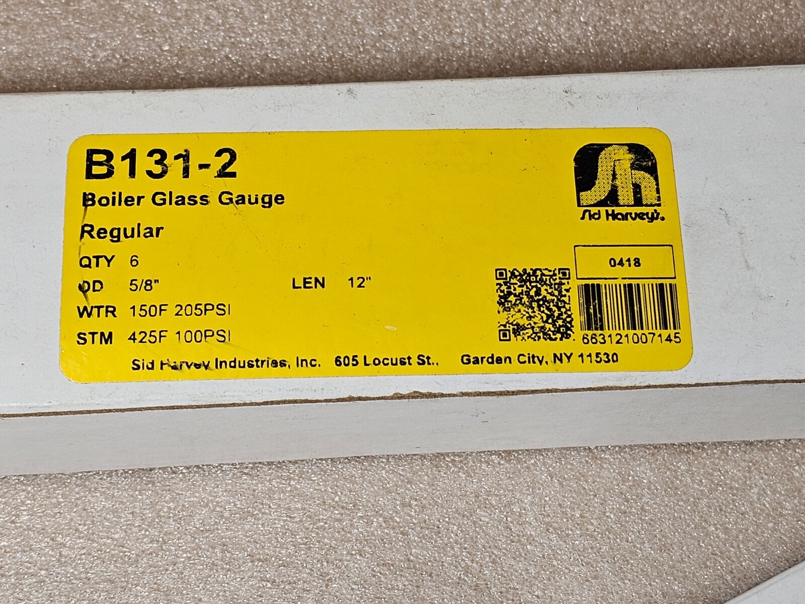 Lot of 6, Sid Harvey’s B131-2 Sight Glass 5/8″ OD, 12″ Long (OEM Quality Part)