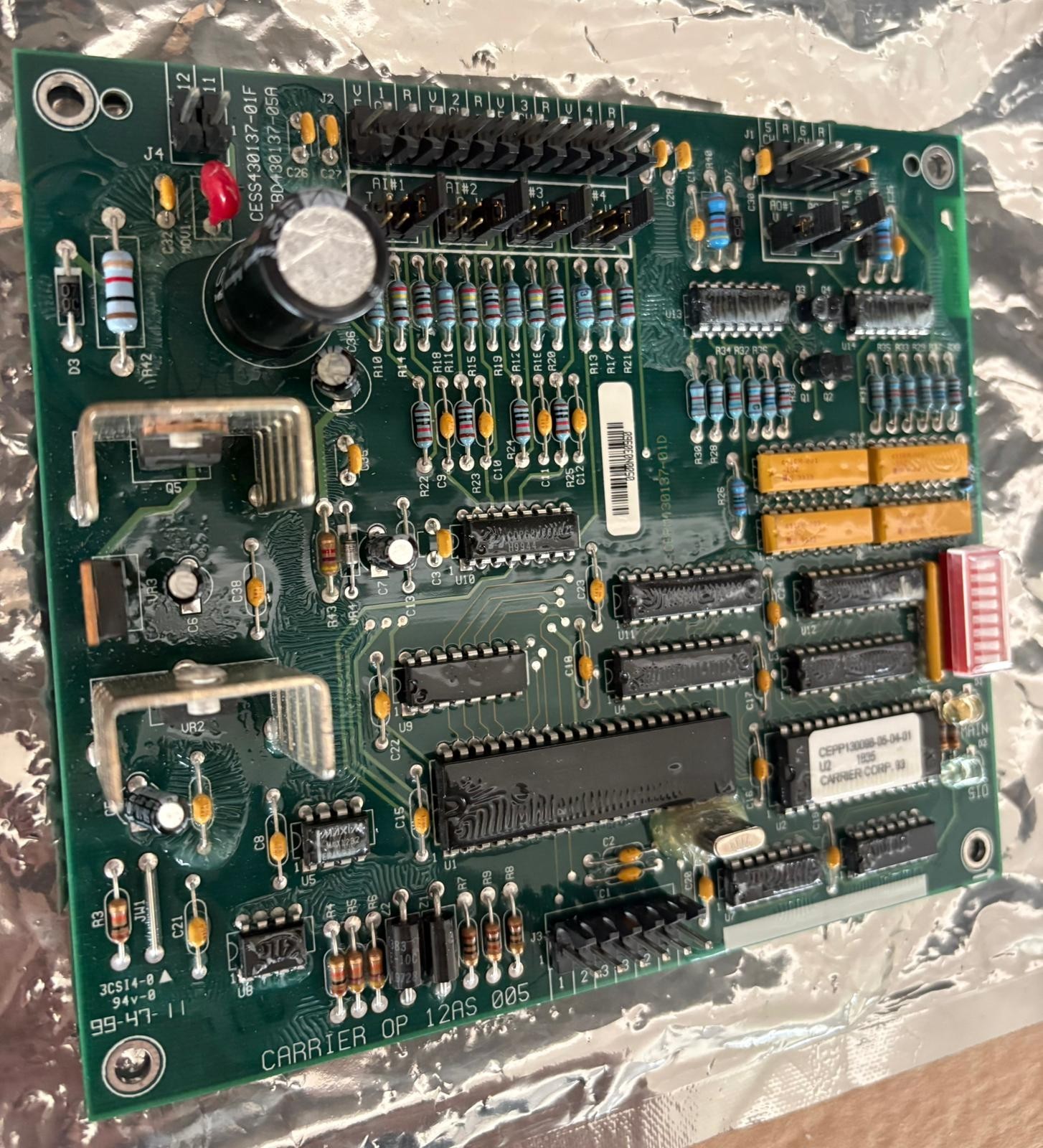 Carrier OP 12AS 005 CEPM430137-01D HVAC Chiller Control PCB Board Carrier Corp