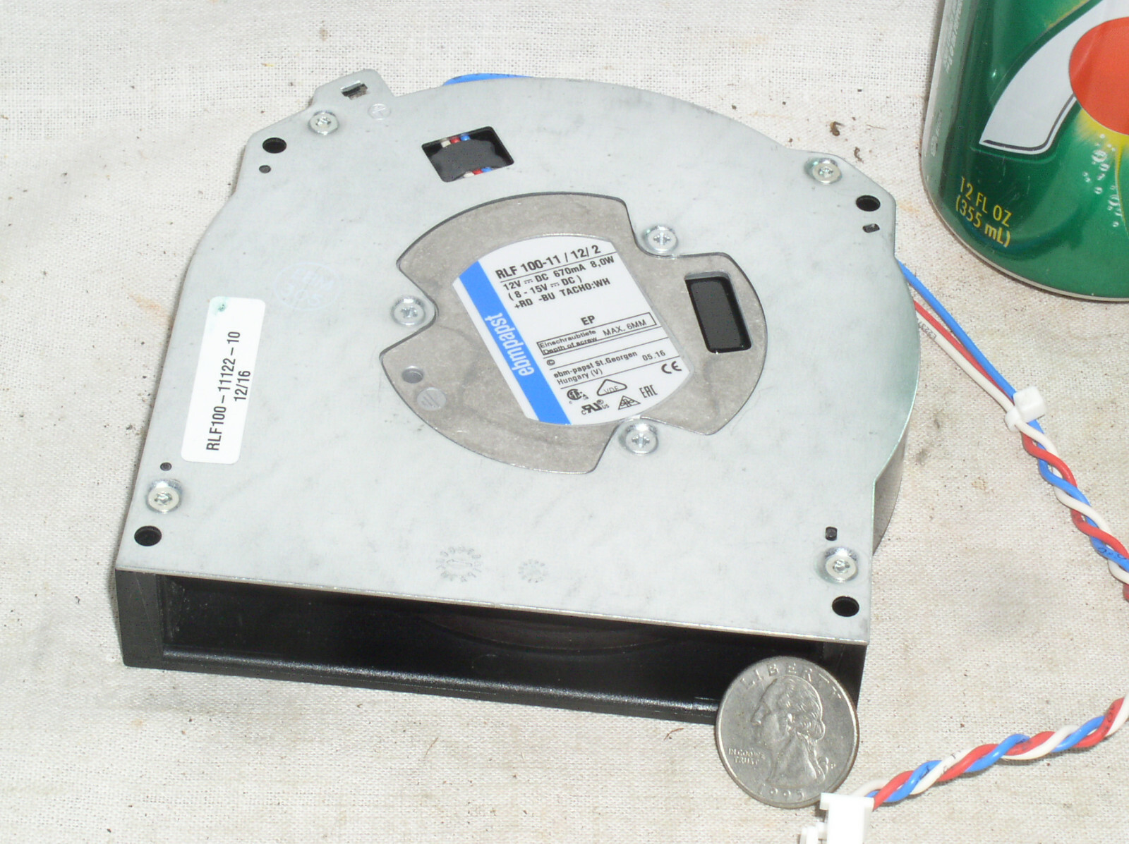 EBM PAPST RLF 100-11122-10 12V DC .67A RADIAL CENTRIFUGAL FAN BLOWER 8-15VDC USA