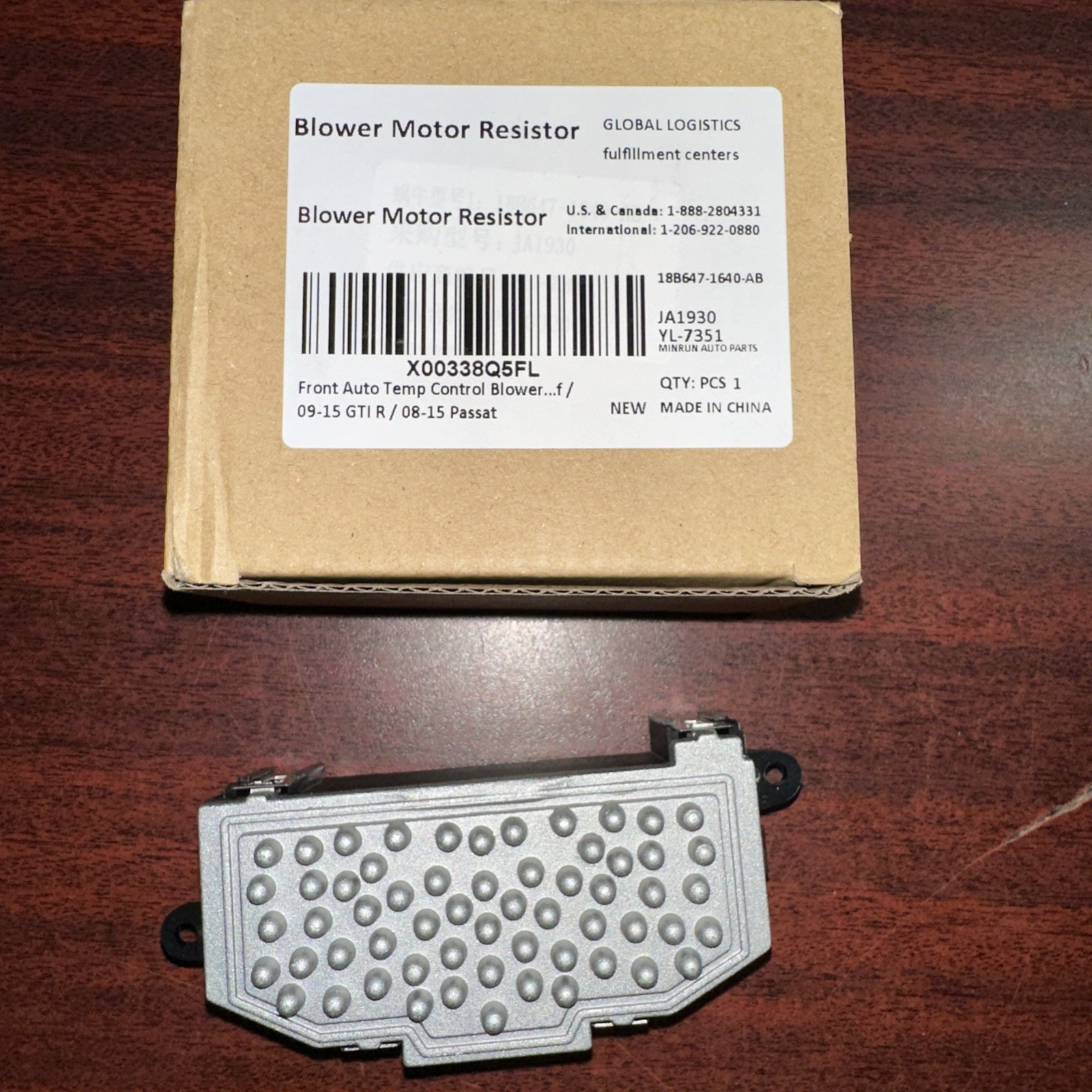 Front Auto Temp Control Blower Motor Resistor compatible with 15-18 Q3 / 08-15 Q