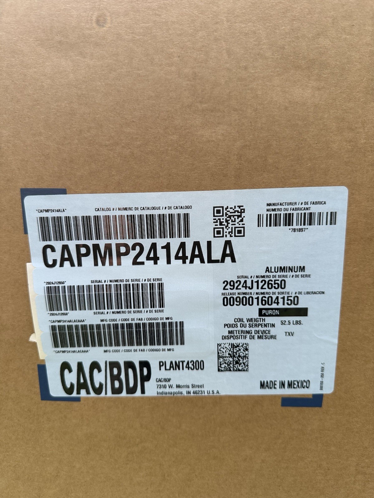 2 Ton Evaporator Coil CAPMP2414ALA TXV R410A Multi-Position