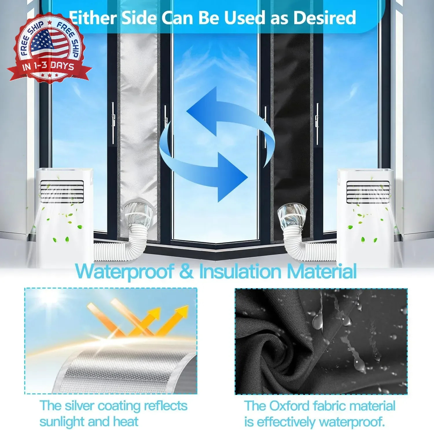 Sliding Door Air Conditioner Vent Kit,Adjustable Window Vent Seal Kit for Portab