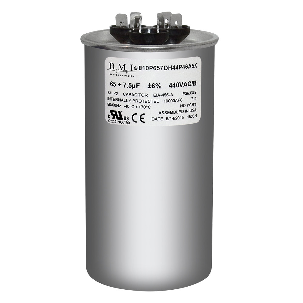 65/7.5 MFD 370 440 VAC Run Capacitor replaces GE Genteq Capcom C36575R C46575R