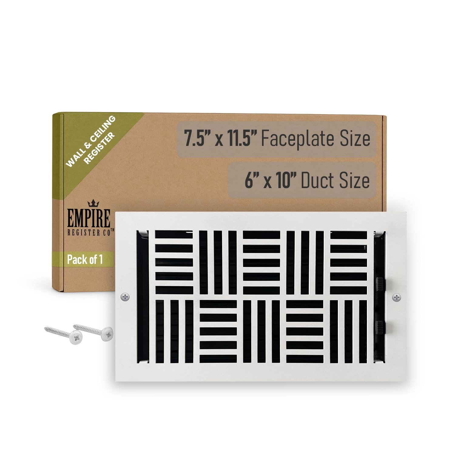 Empire Register Art Nouveau 6×10″ Ceiling/Wall Vent Cover – White Finish