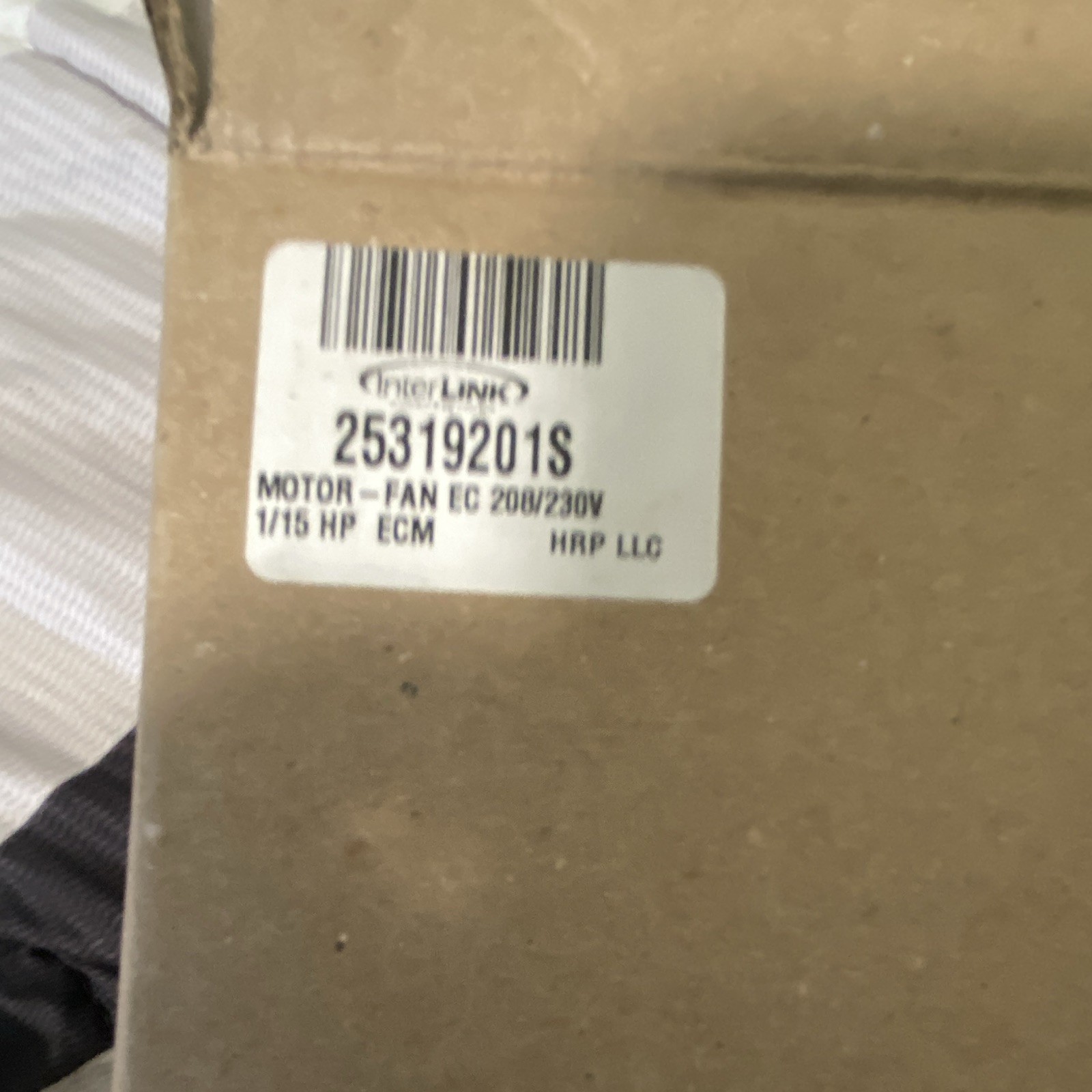 InterLink Fan Motor ECM 208/230V 1/15 HP .72A Therm Prot MPN 25319201S