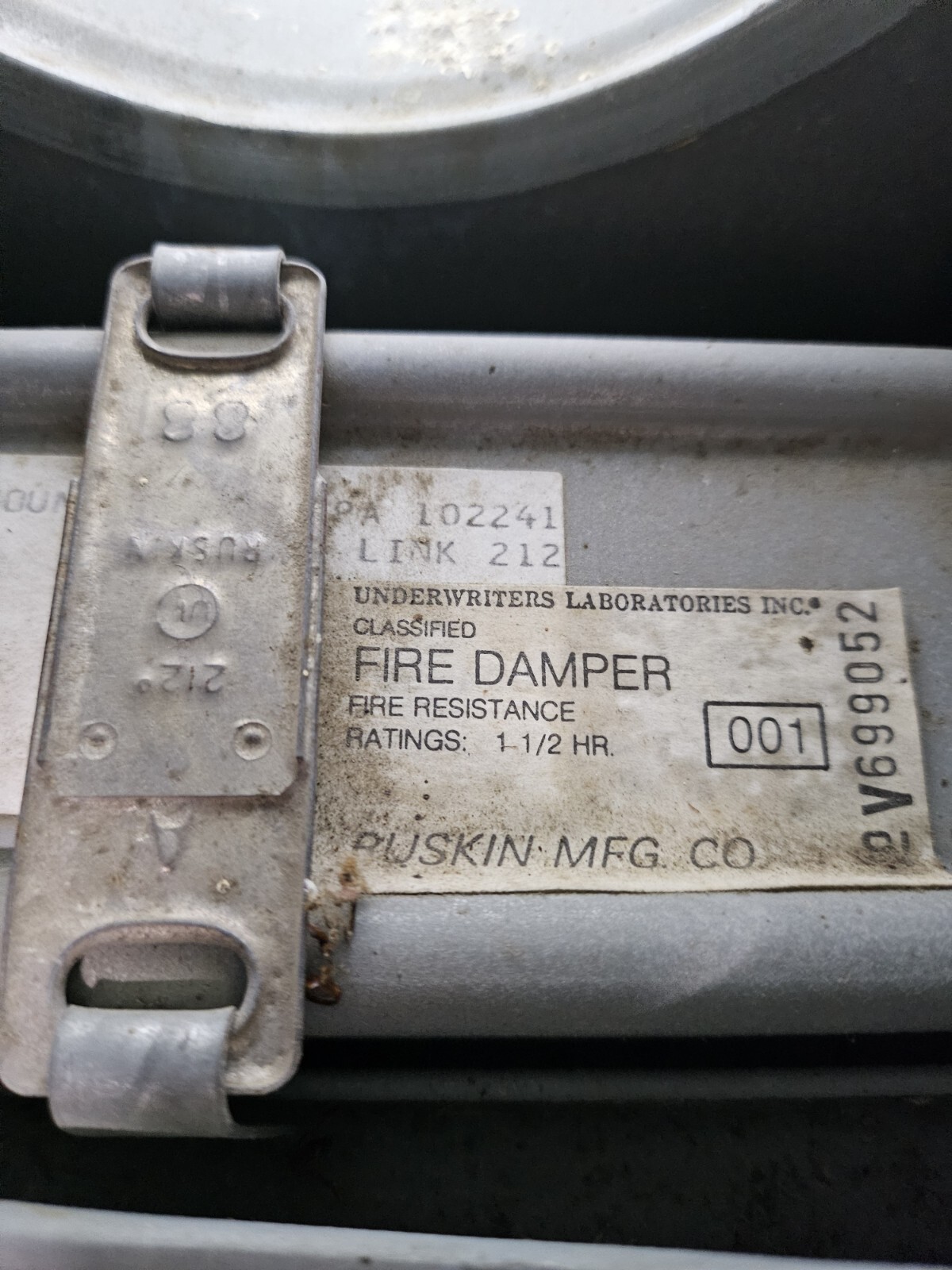 Underwriters Ruskins V699052 Fire Damper 8 1/2″ x 8″