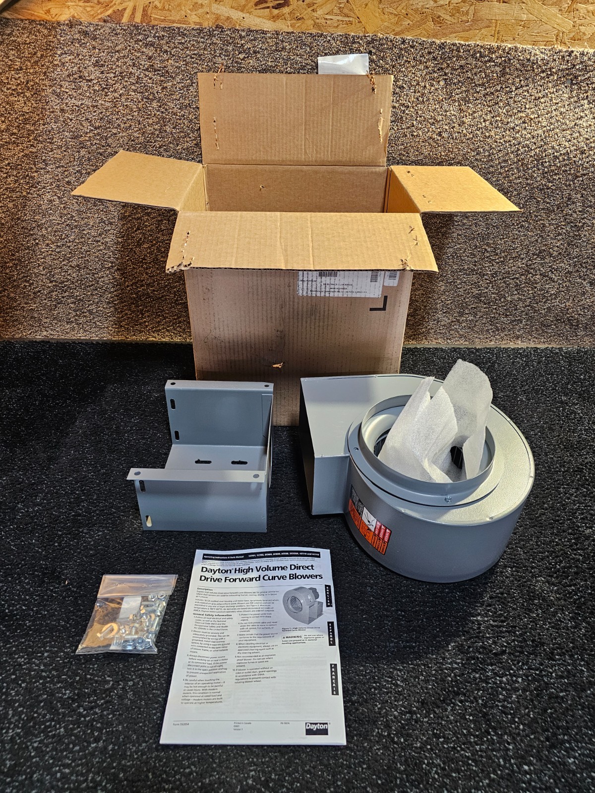 DAYTON 1C792 7 3/4 in Blower Wheel Dia, Direct Drive, For 360 CFM Airflow Steel