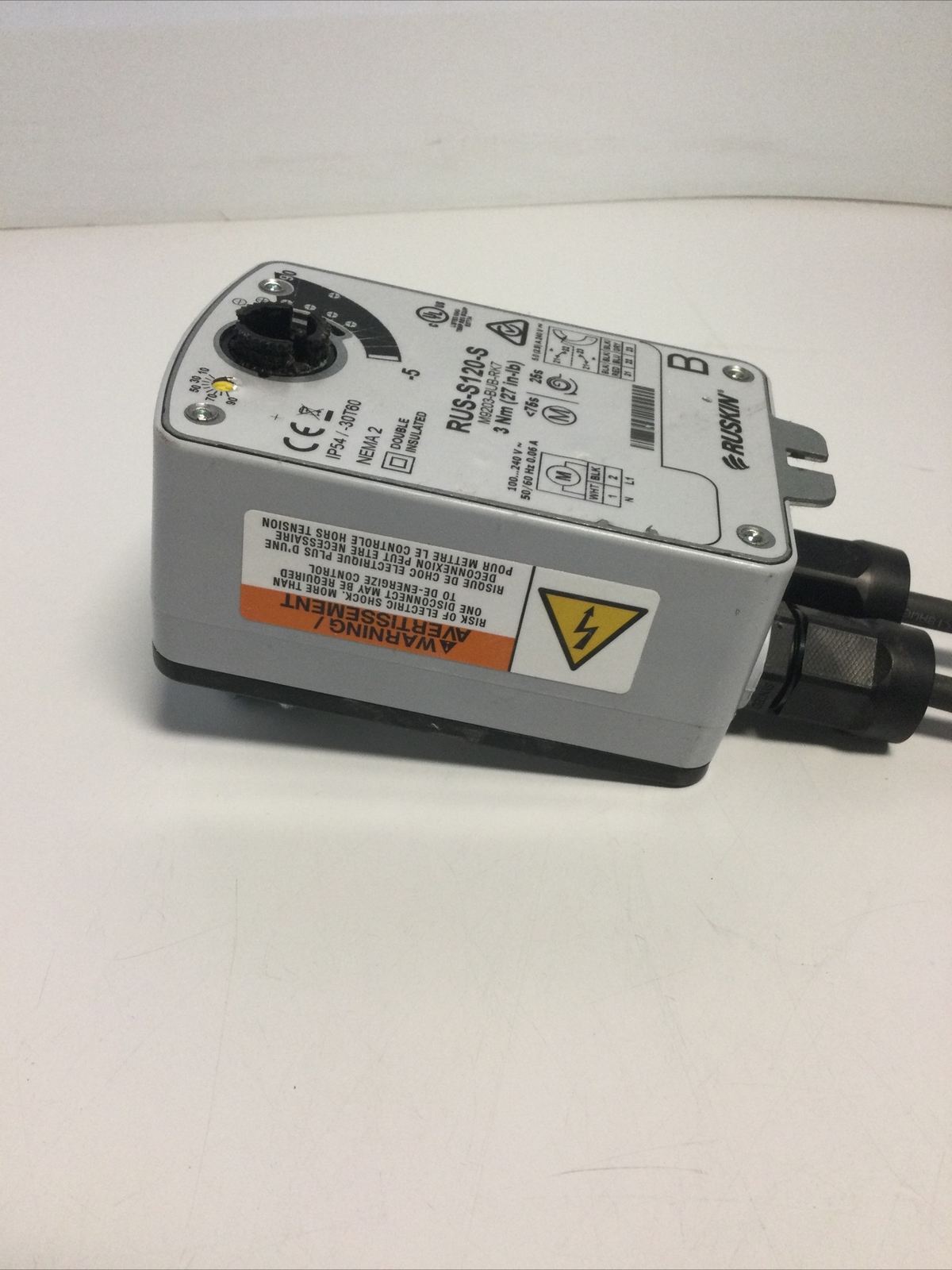 NEW, RUSKIN, RUS-S120-S, ACTUATOR, 3Nm / 27 LB, 120V, NEMA2. (29F-2)
