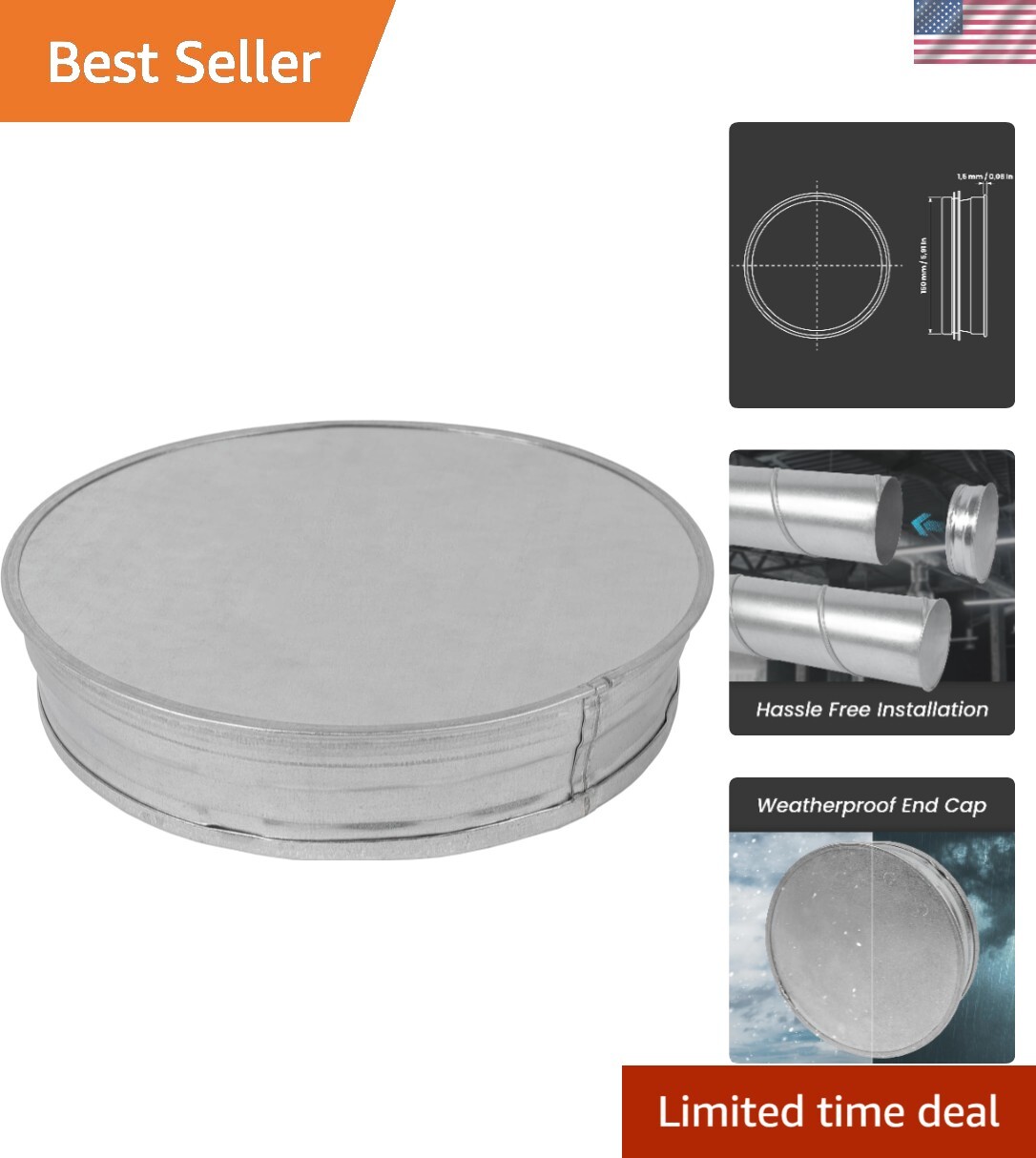 6-Inch Galvanized Steel Round Vent Cap – Durable Indoor/Outdoor Duct Cover