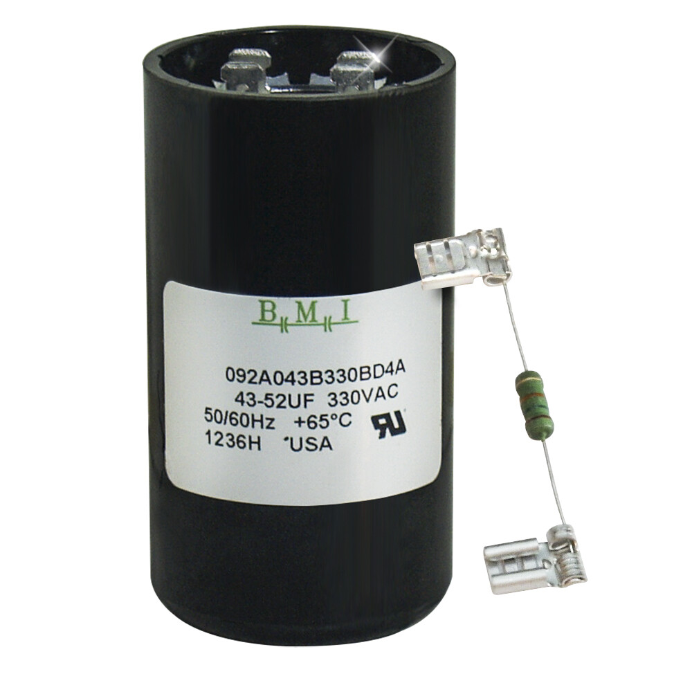 43 – 52 uF x 330 VAC BMI # 092A043B330BD4A Motor Start AC Capacitor w/ Resistor
