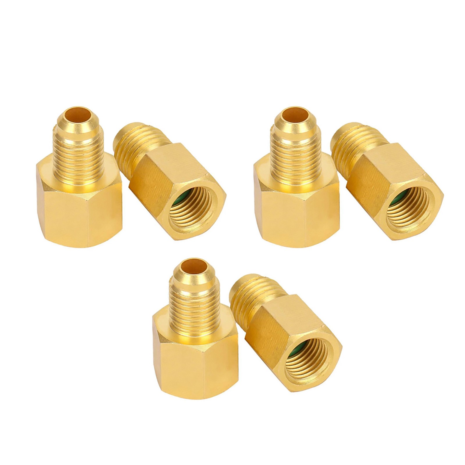 6PCS Brass Refrigerant Tank Adapters R134A to R12 Fitting Adapter for AC Systems