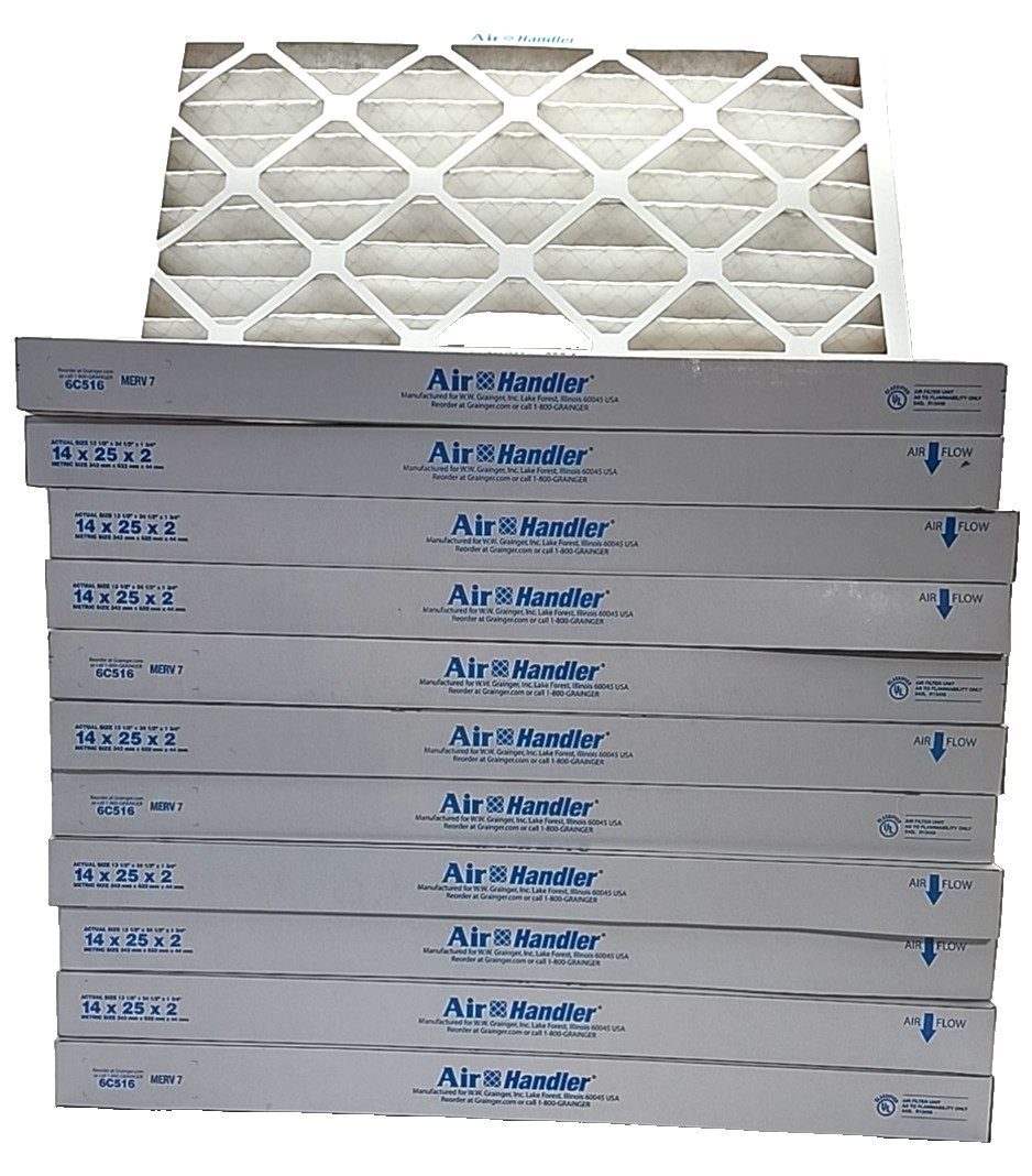 AIR HANDLER 6C518 Pleated Air Filter,25x25x2,MERV 7 6C518, 12 Filters