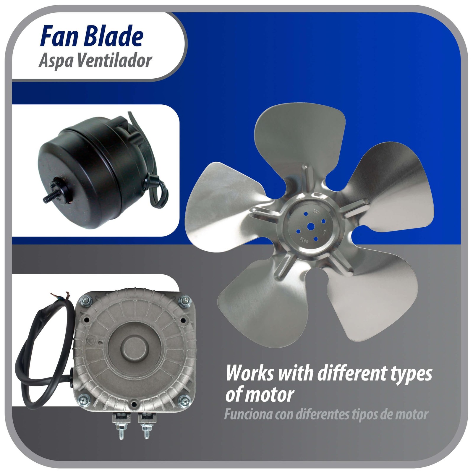 Appli Parts APFB-A10CCW Aluminum Fan Blade 10 in, 250 mm, CCW, 22 degrees, huble