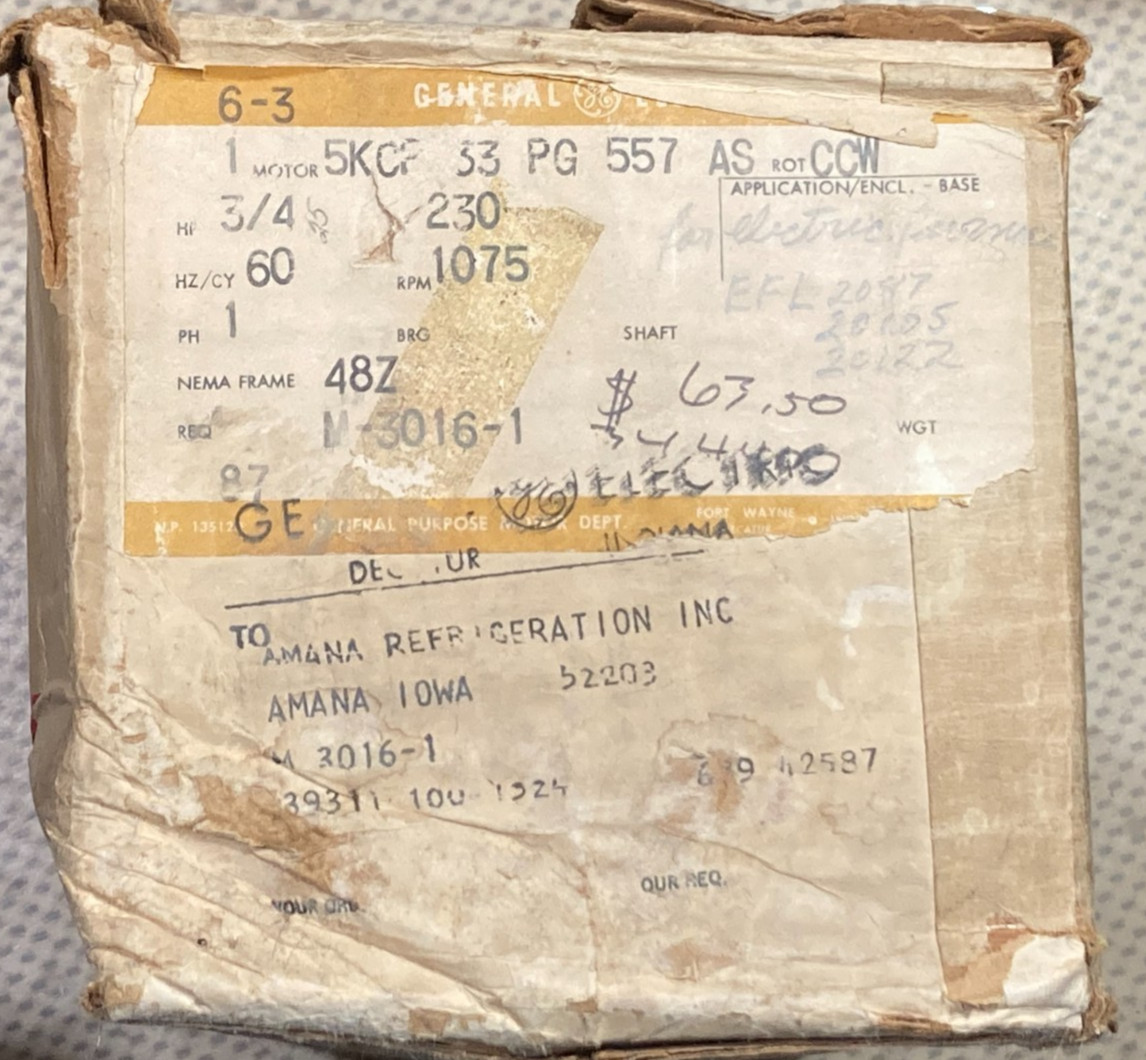 NOS GE HVAC FURNACE Replacement motor 5KCP33PG 557AS MADE IN USA. M-3016-1 AMANA