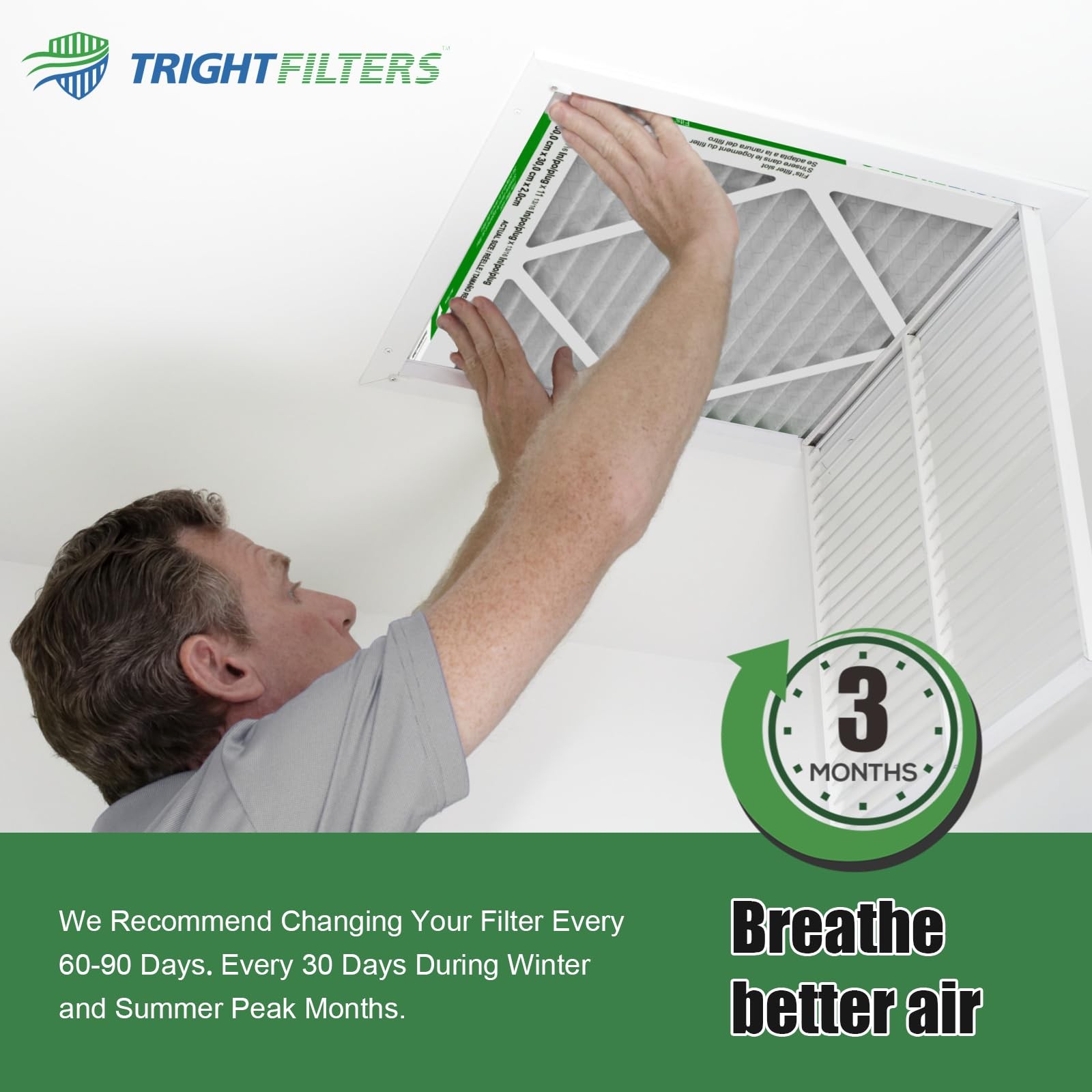 TRIGHTFILTERS 16x25x1 Air Filter 4 Pack, MERV 8 Pleated Dust Defense