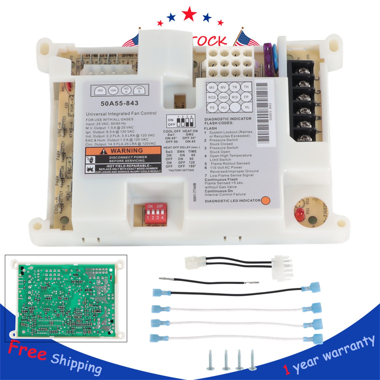 50A55-843 Furnace Control Circuit Board Replacement For White Rodgers