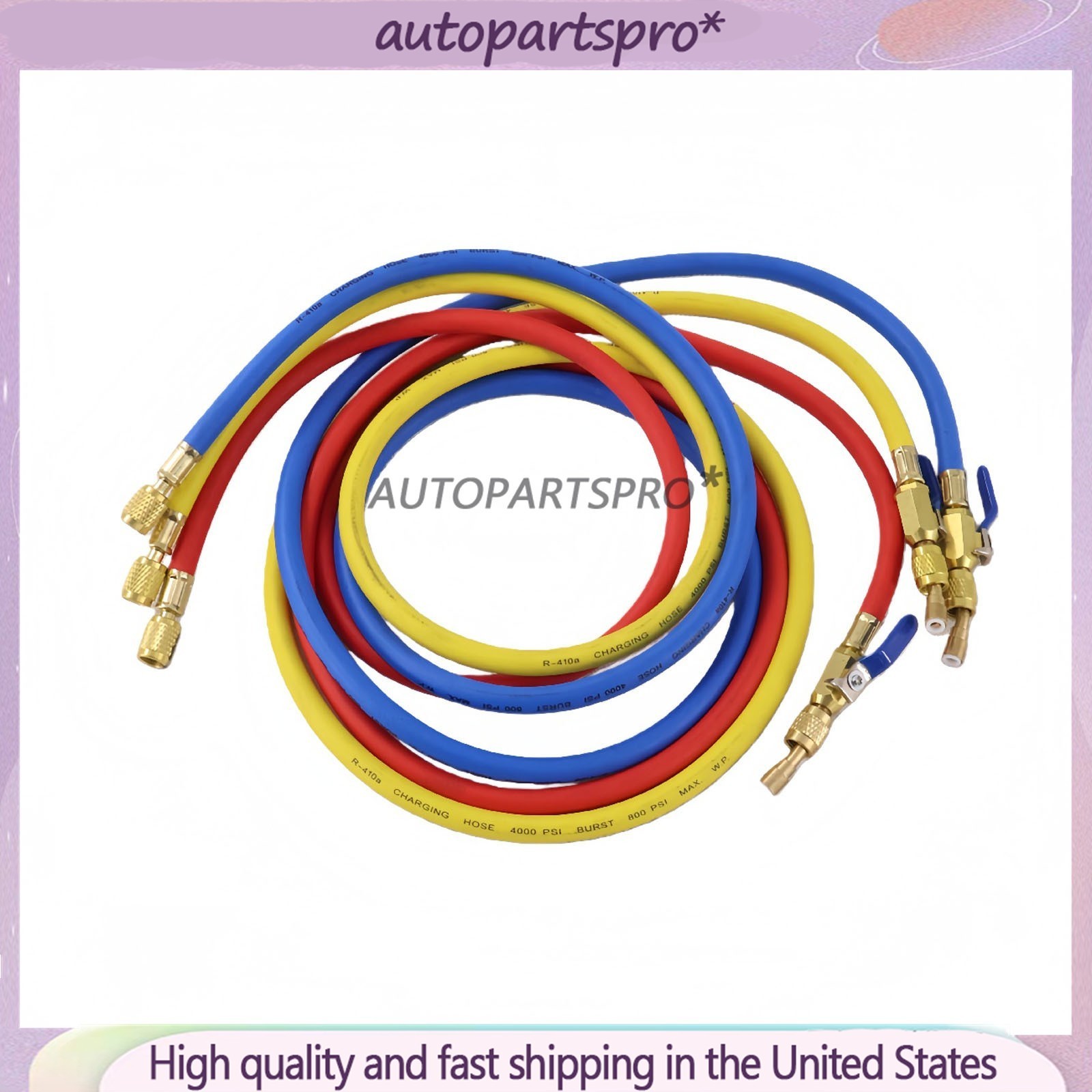 For R-410A Refrige 3Pack 29986 Plus II 1/4″ Hose with Compact Ball Valve 72″