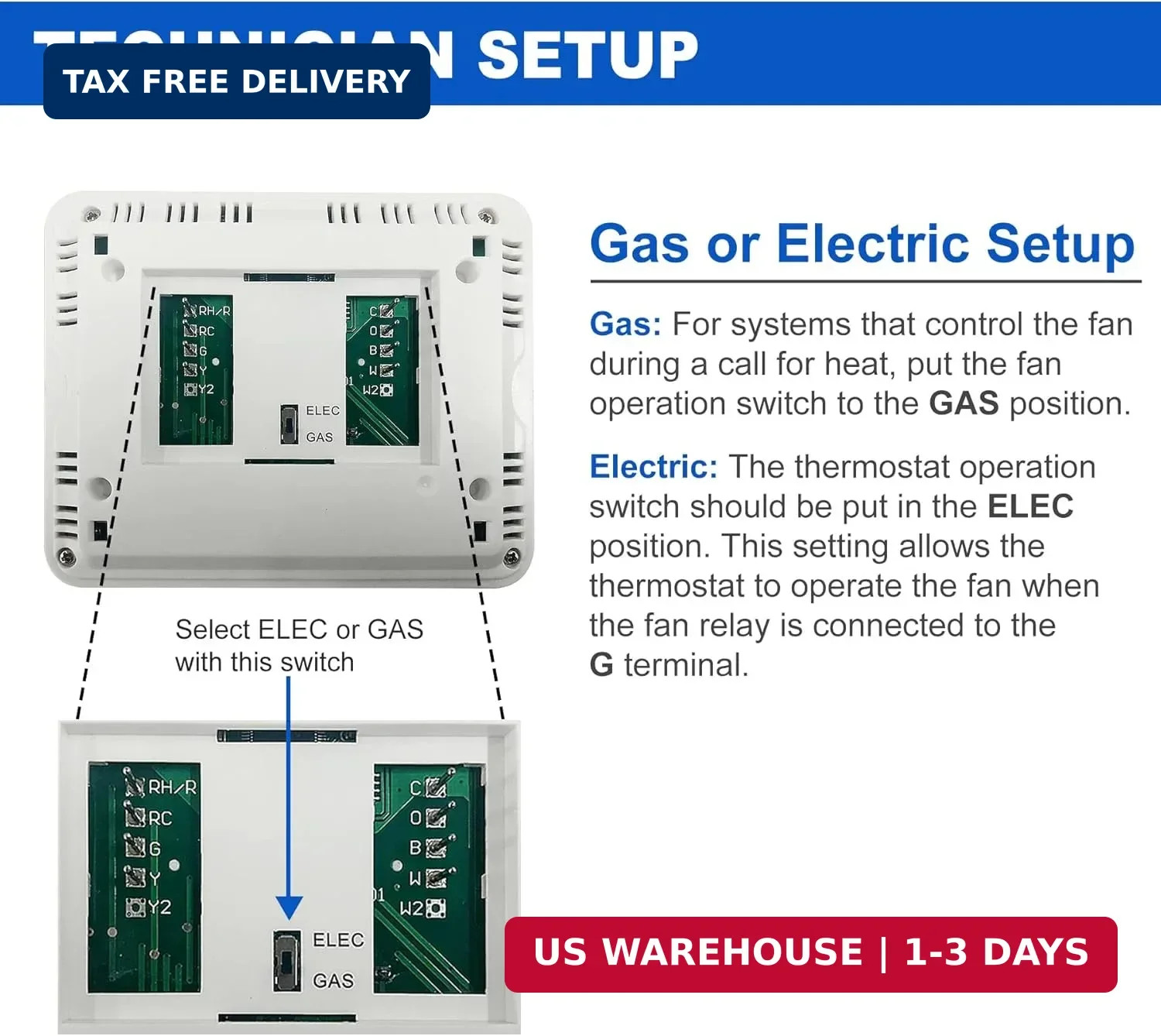 Non-Programmable Digital Thermostat for Home, up to 1 Heat/1 Cool with Large LCD