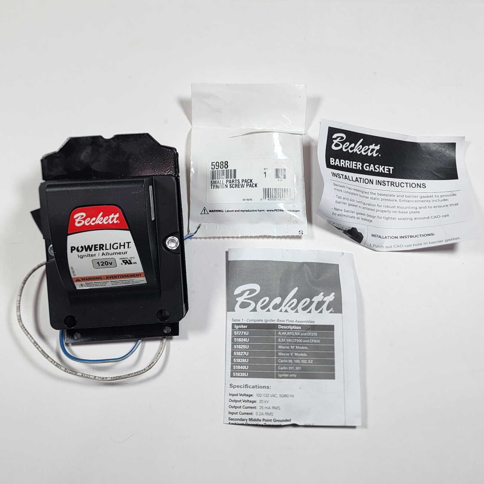 BECKETT Electronic Oil Igniter for A, AF, AFG, and NX Burners 51771U