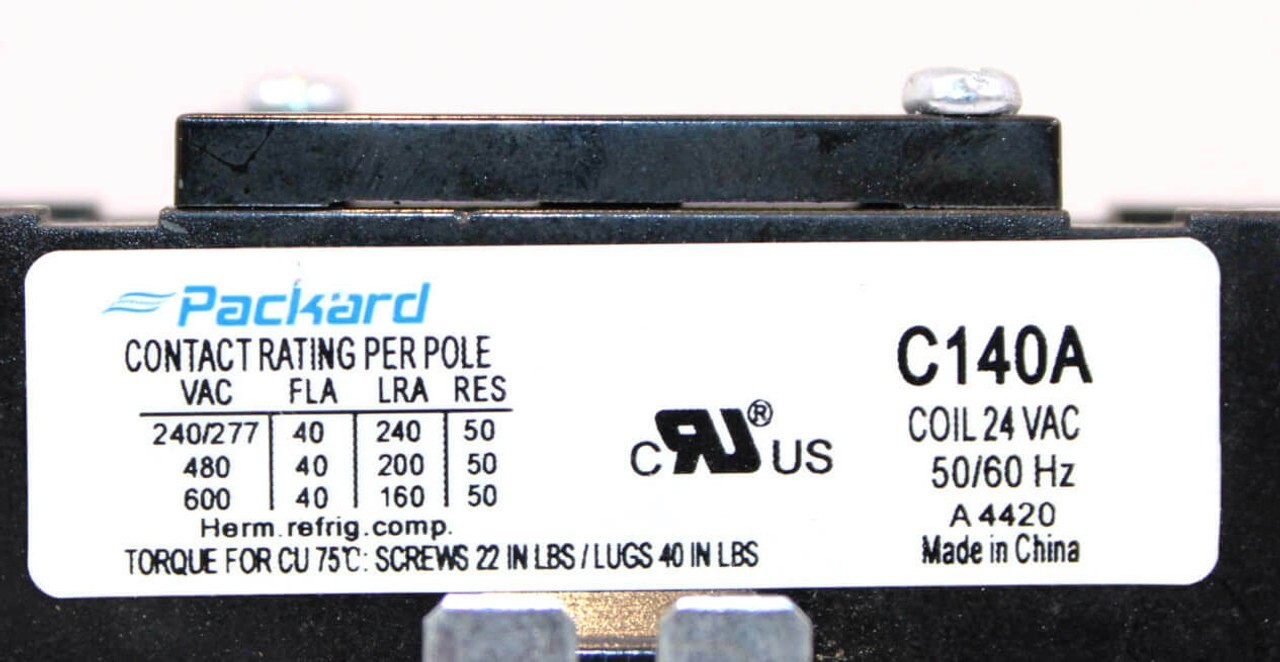 Packard C140A Definite Purpose Contactor 1 Pole + Shunt Coil Voltage 24V