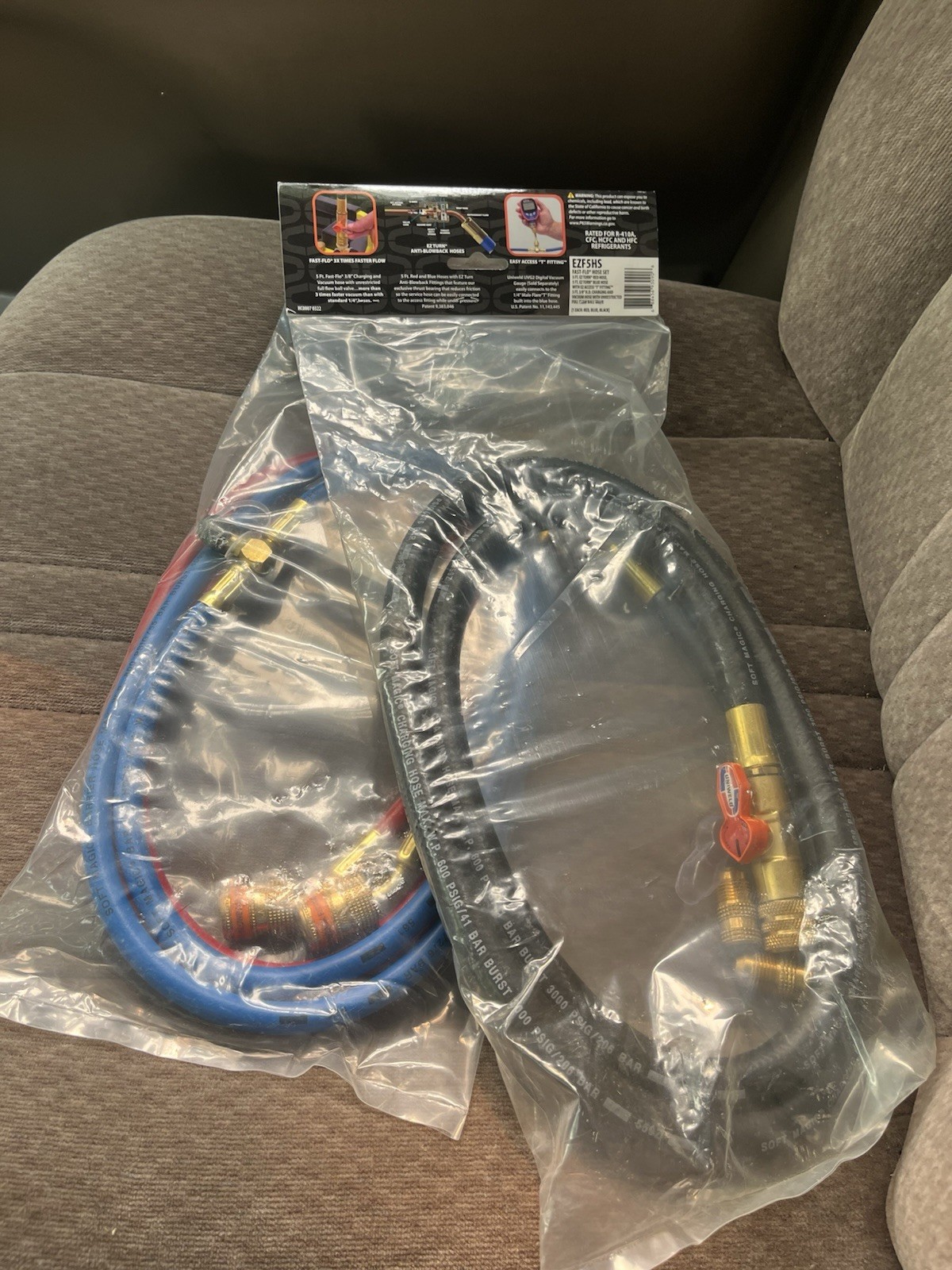 Uniweld EZ5HS 5-Foot Fast-Flo HVAC Refrigerant Hose Set Anti-Blowback New