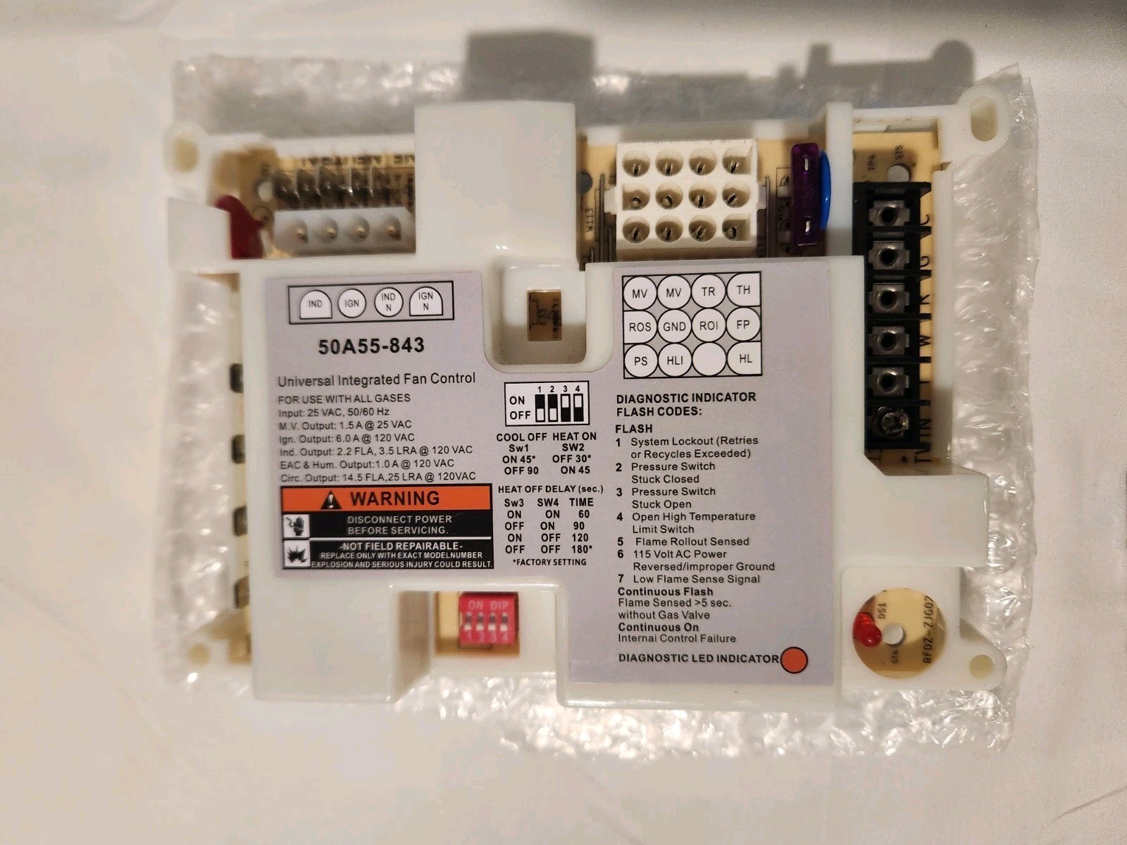 Universal Integrated Furnace Fan Control Board for White-Rodgers 50A55-843