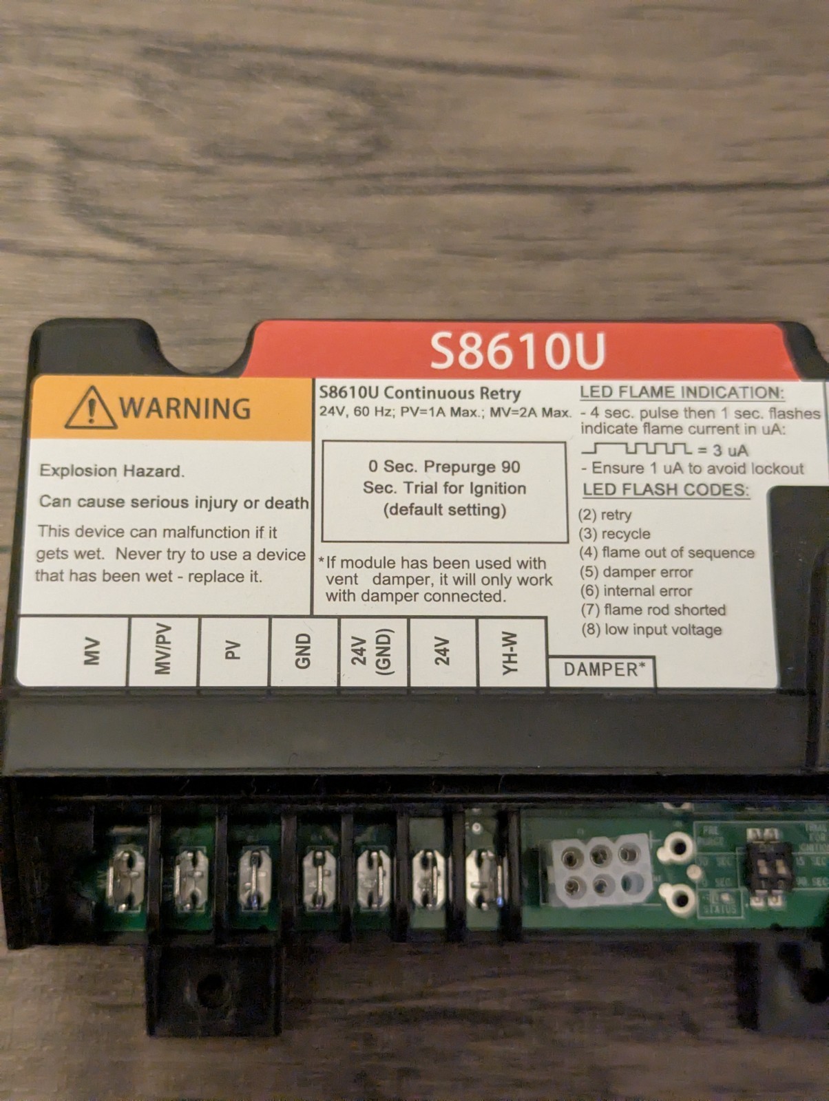 Honeywell S8610U Universal Intermittent Pilot Gas Ignition Control 24V Furnace