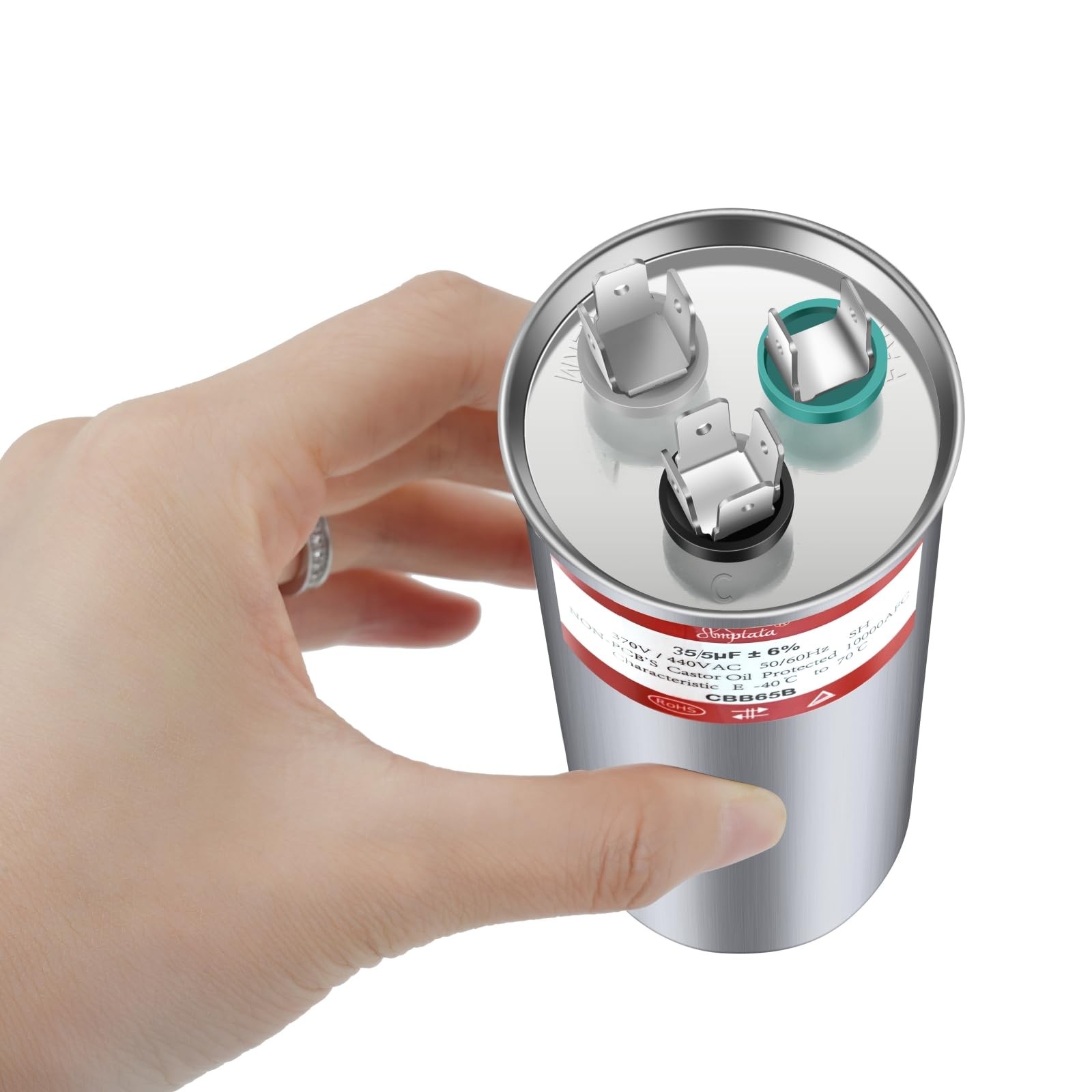 AMPTATA [UL Tested] AC Capacitor, 35/5 uf CBB65 HVAC Capacitor for Unit