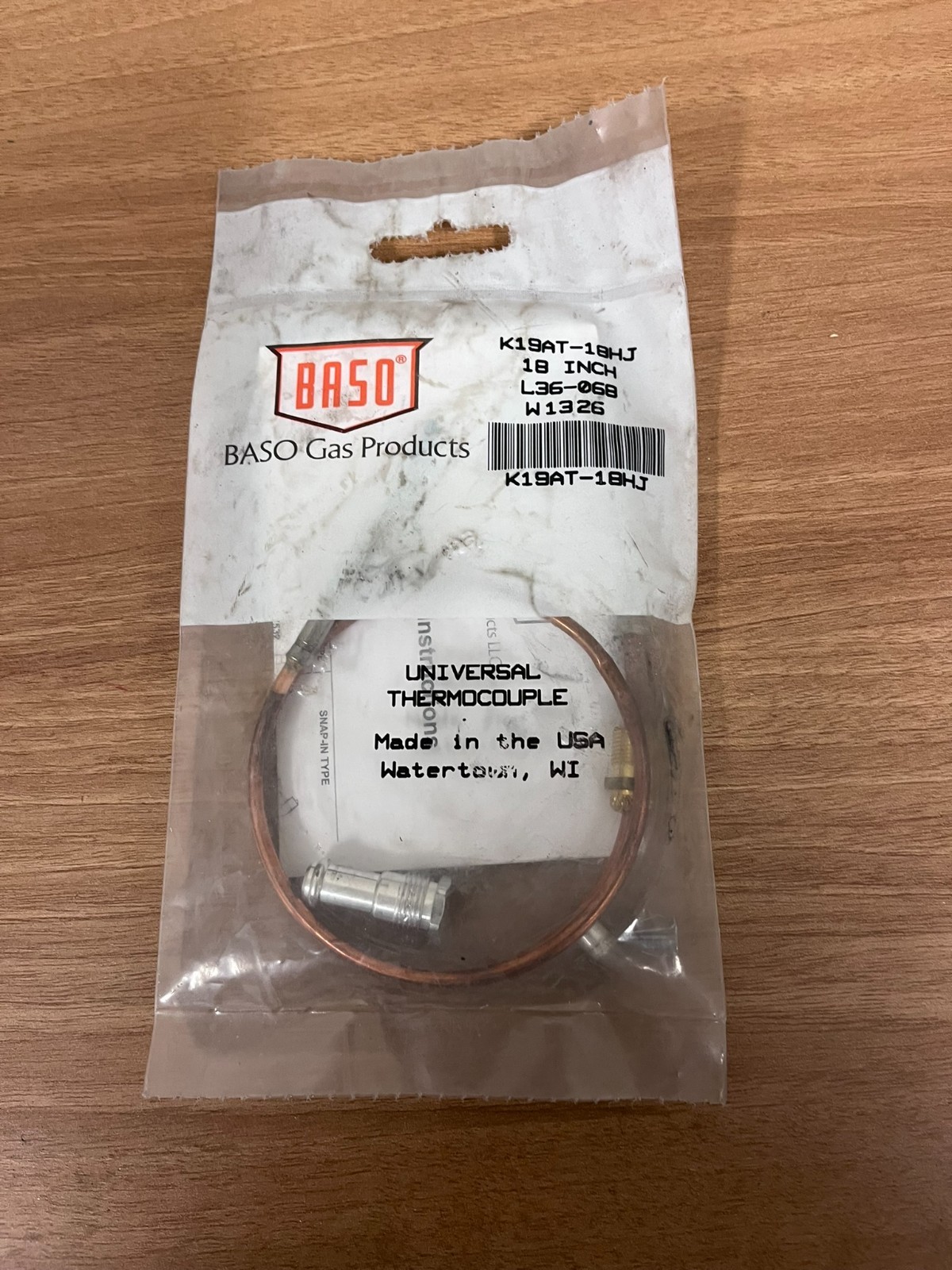 New – BASO K19AT-18HJ Universal Thermocouple