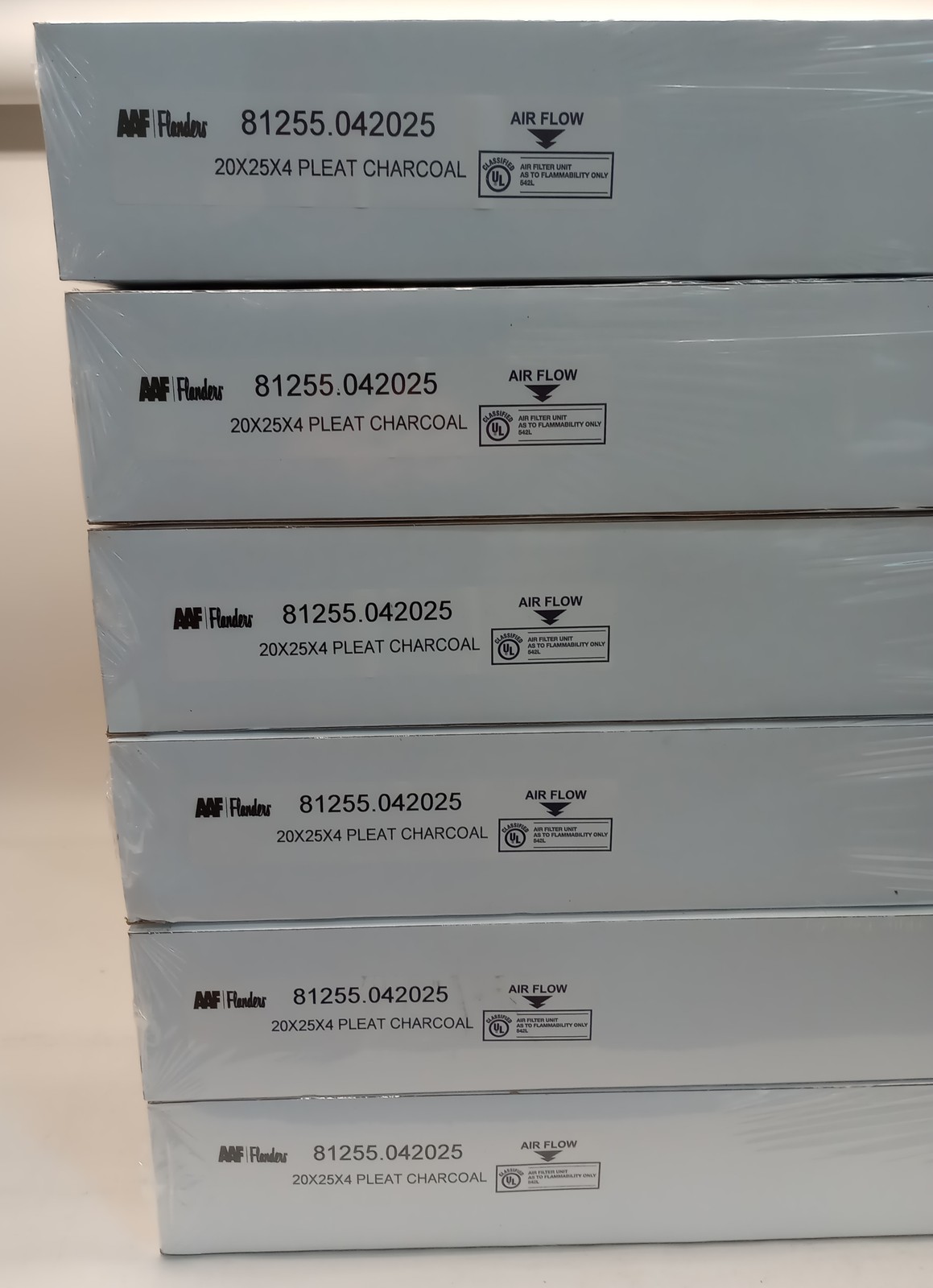 AAF Flanders 81255.042025 Pleated Carbon Filter 20x25x4 (Box Of 6)