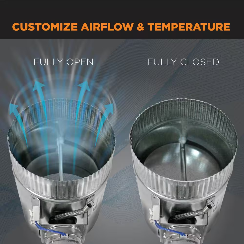 6 In. Motorized Adjustable Damper, Open