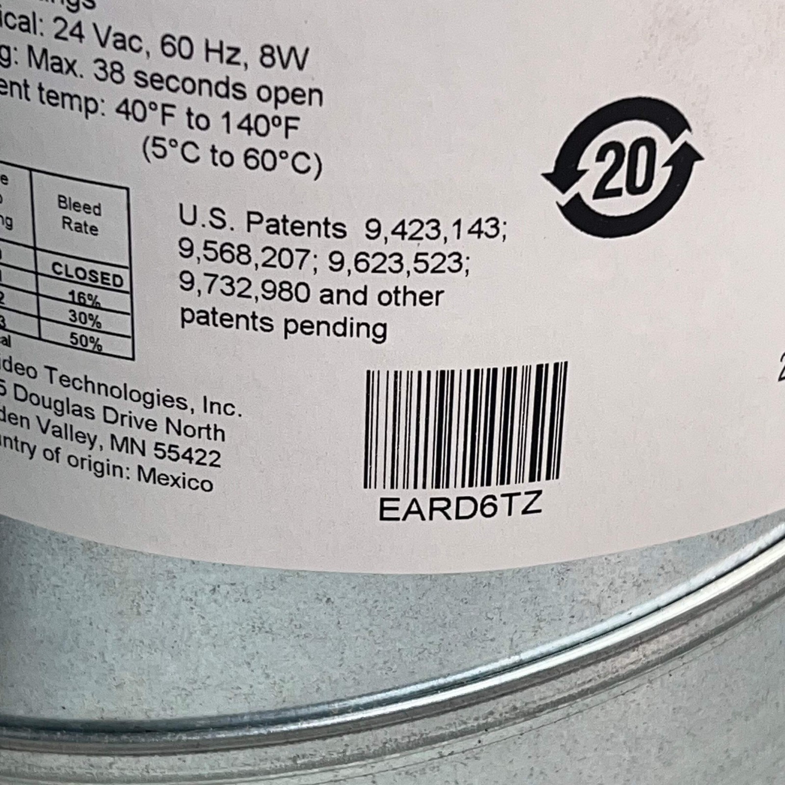 HONEYWELL Steel TrueZONE Motorized Fresh Air Damper 6″ 24V Chrome EARD6TZ